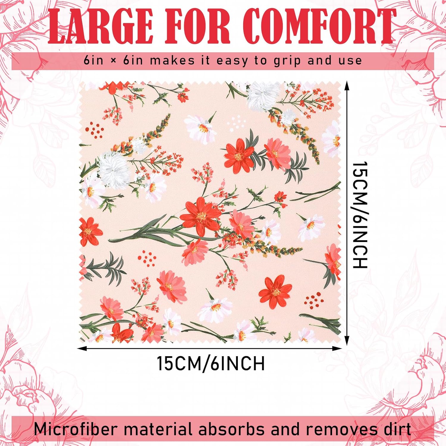 Sinmoe 20 Pcs Microfiber Cleaning Cloth Elegant Flower Design Microfiber Cloth Soft Multicolor