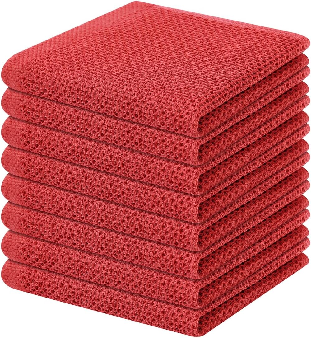 Homaxy 100% Cotton Waffle Weave Kitchen Dish Cloths, Ultra Soft Absorbent Quick Drying Dish Towels