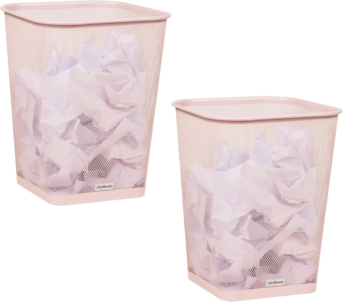 Mind Reader Mesh Trash Can, Square Wastebasket for Office or Home, 5 Gallon Capacity, Metal Mesh