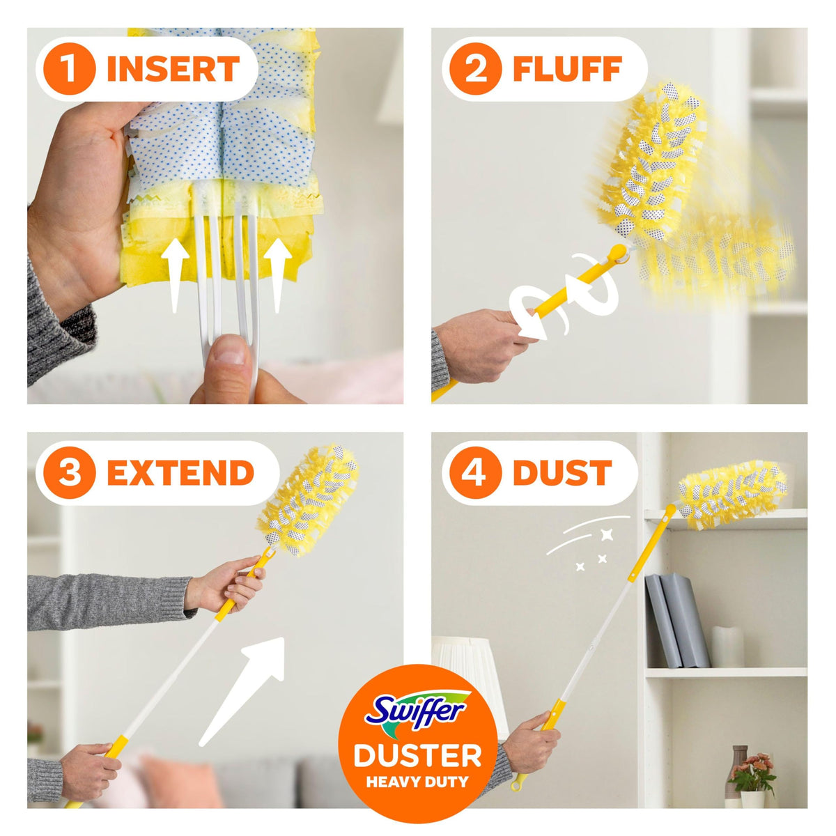 Swiffer Duster Kit with 3 ft Extendable Handle, Dusters for Cleaning, Set Includes 1 Extension Pole