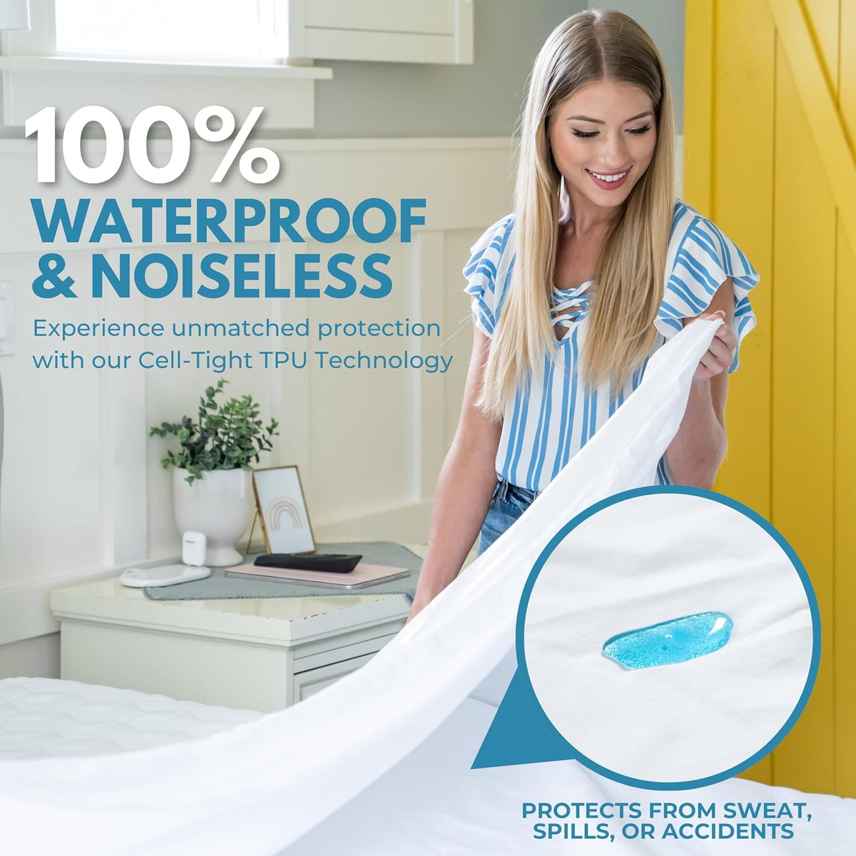 King Size 78x80” Premium Waterproof Zippered Mattress Encasement, 100% Cotton, Hypoallergenic, Six