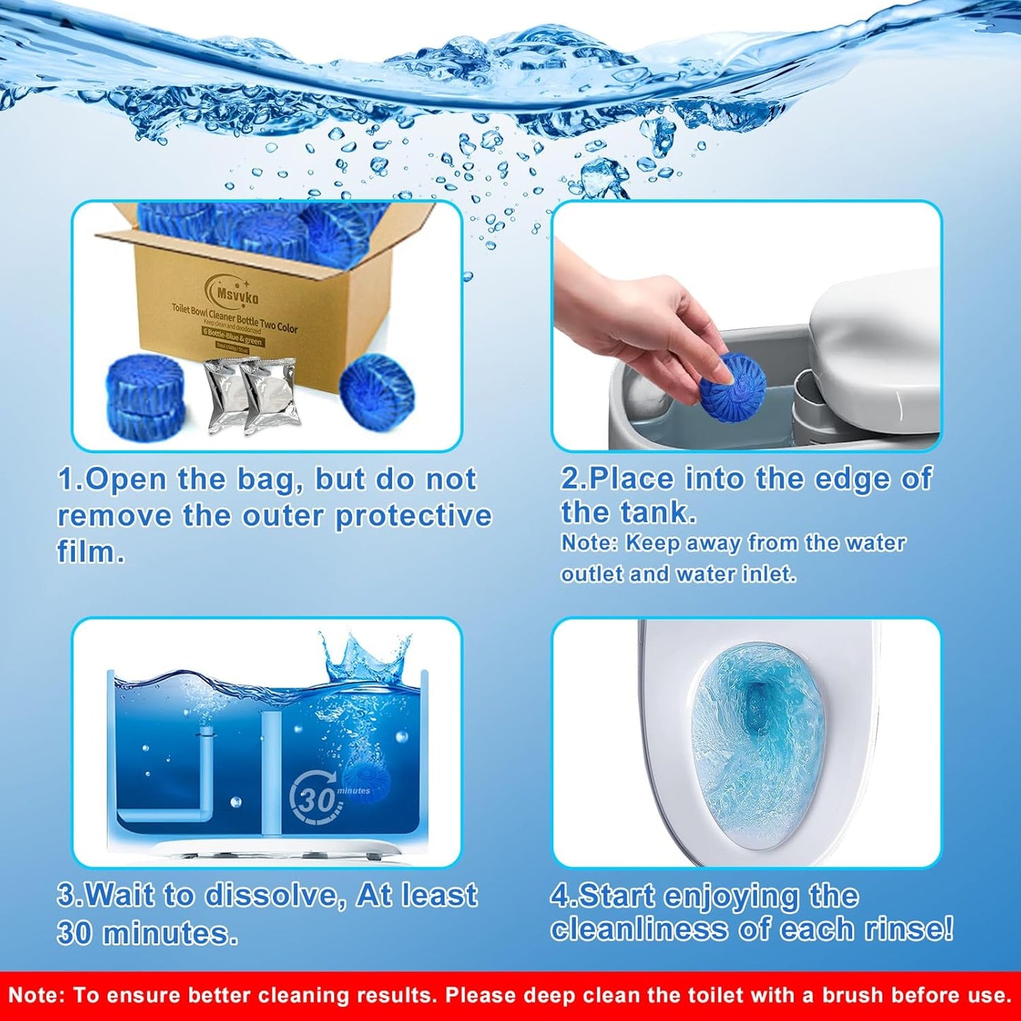Toilet Bowl Cleaner Tablets 32 Packs-85oz, Ultra-Clean Blue Cleaners for Deodorizing & Descaling