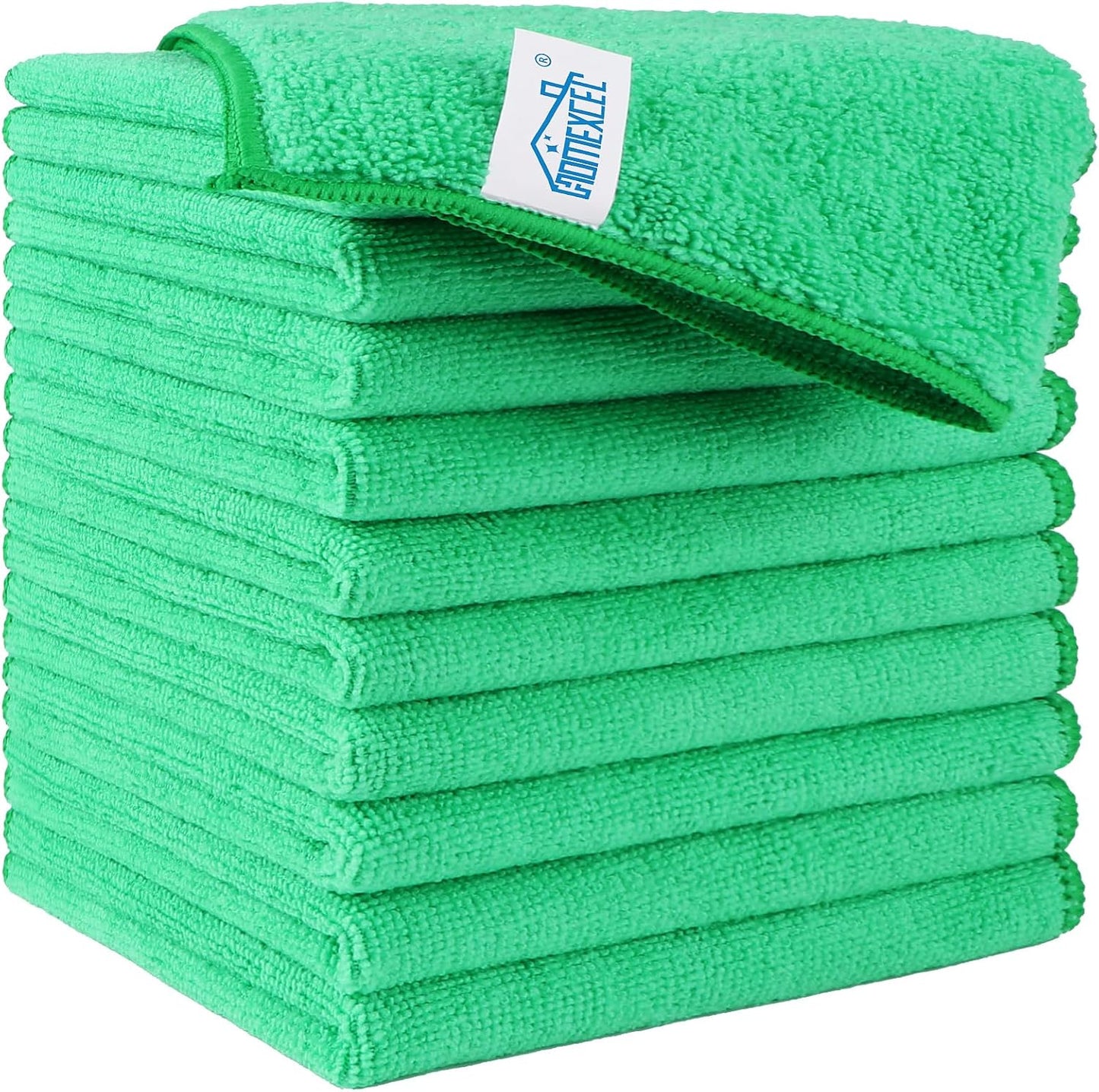 HOMEXCEL Green Microfiber Cleaning Cloth, 12 Pack Premium Microfiber Towels for Cars, Lint Free