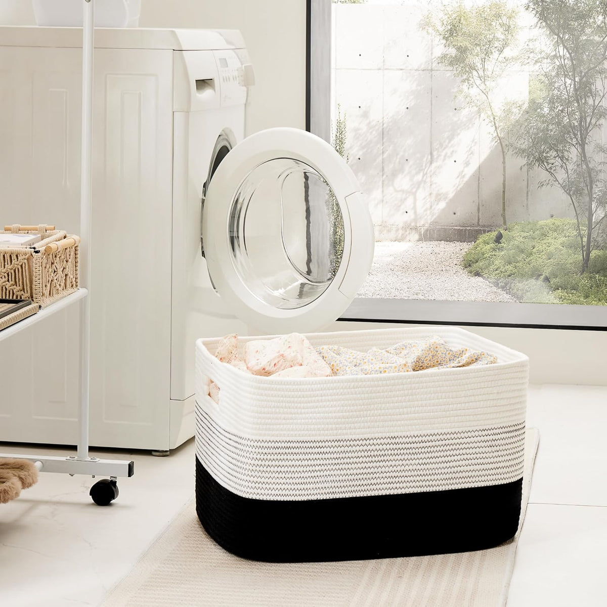 Blanket Basket,Rectangle Woven Baskets for Storage,100L Laundry Basket for Decorative Nursery