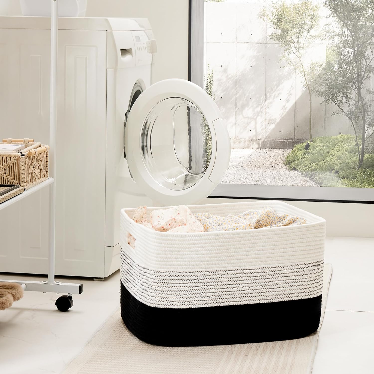 Blanket Basket,Rectangle Woven Baskets for Storage,30L Laundry Basket for Decorative Nursery