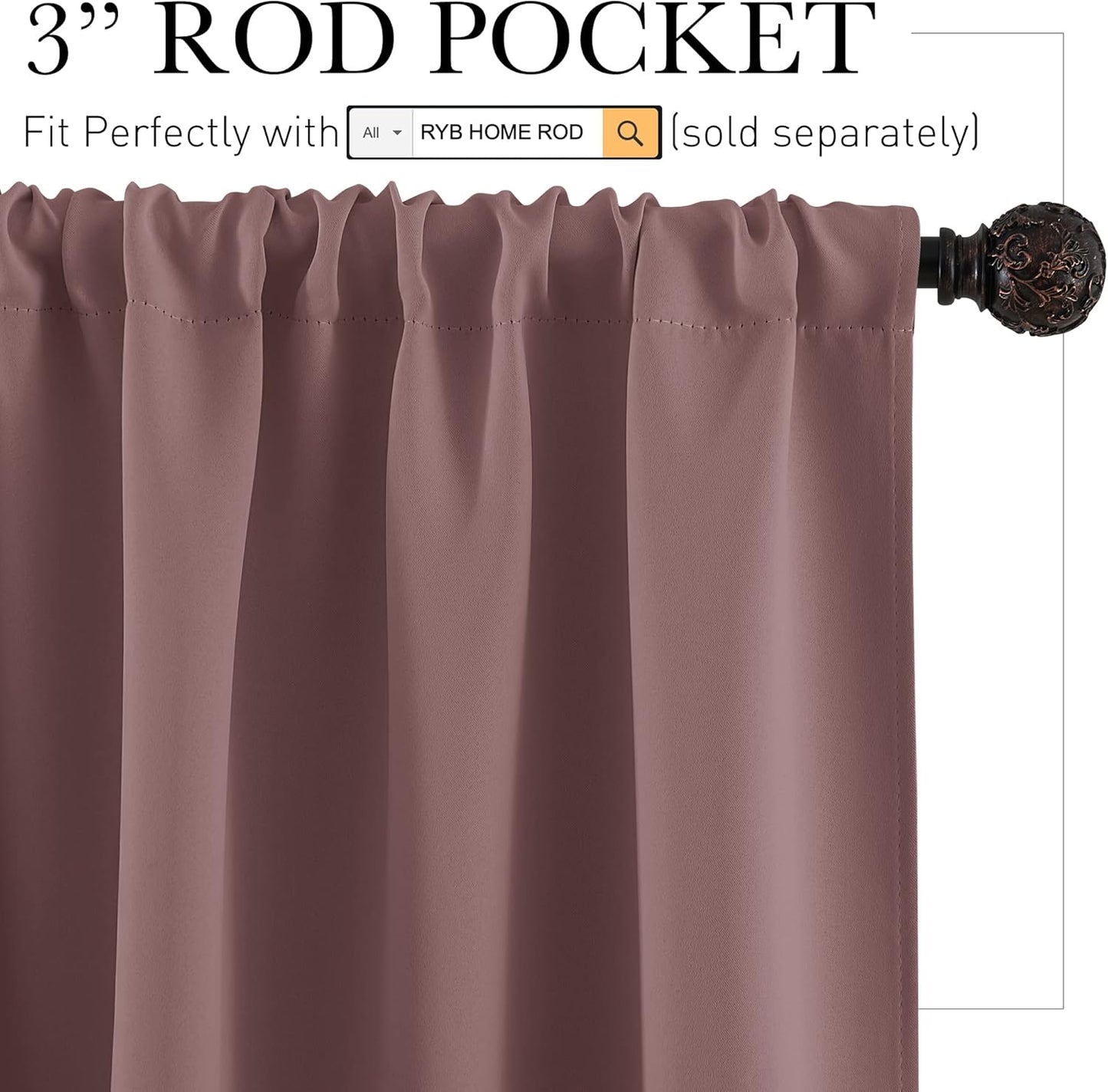 RYB HOME Small Curtains Blackout - Privacy Energy Efficiency Mini Curtains for Kids Bedroom RV