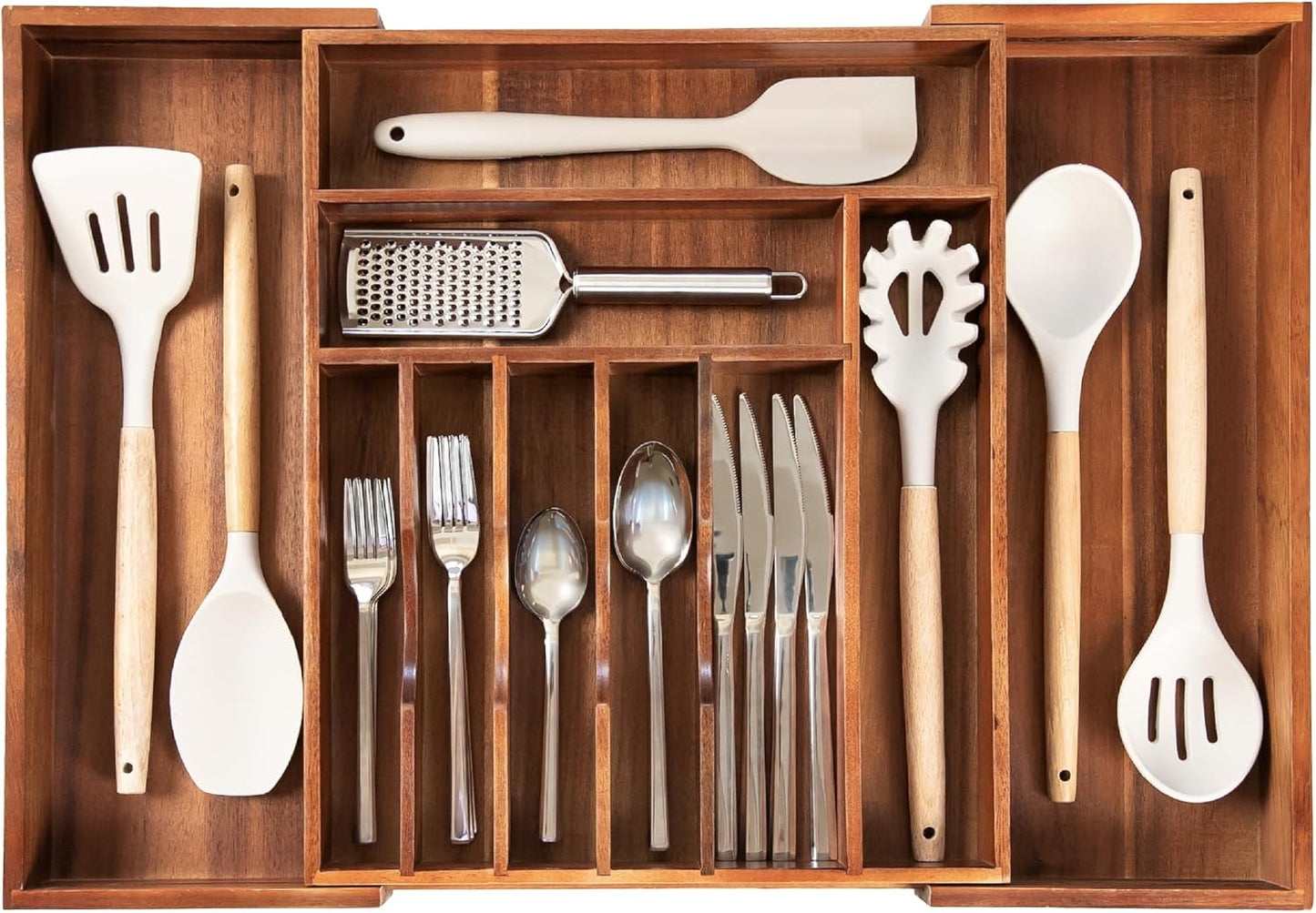 KitchenEdge Premium Silverware, Flatware and Utensil Organizer for Kitchen Drawers, Expandable 14.5