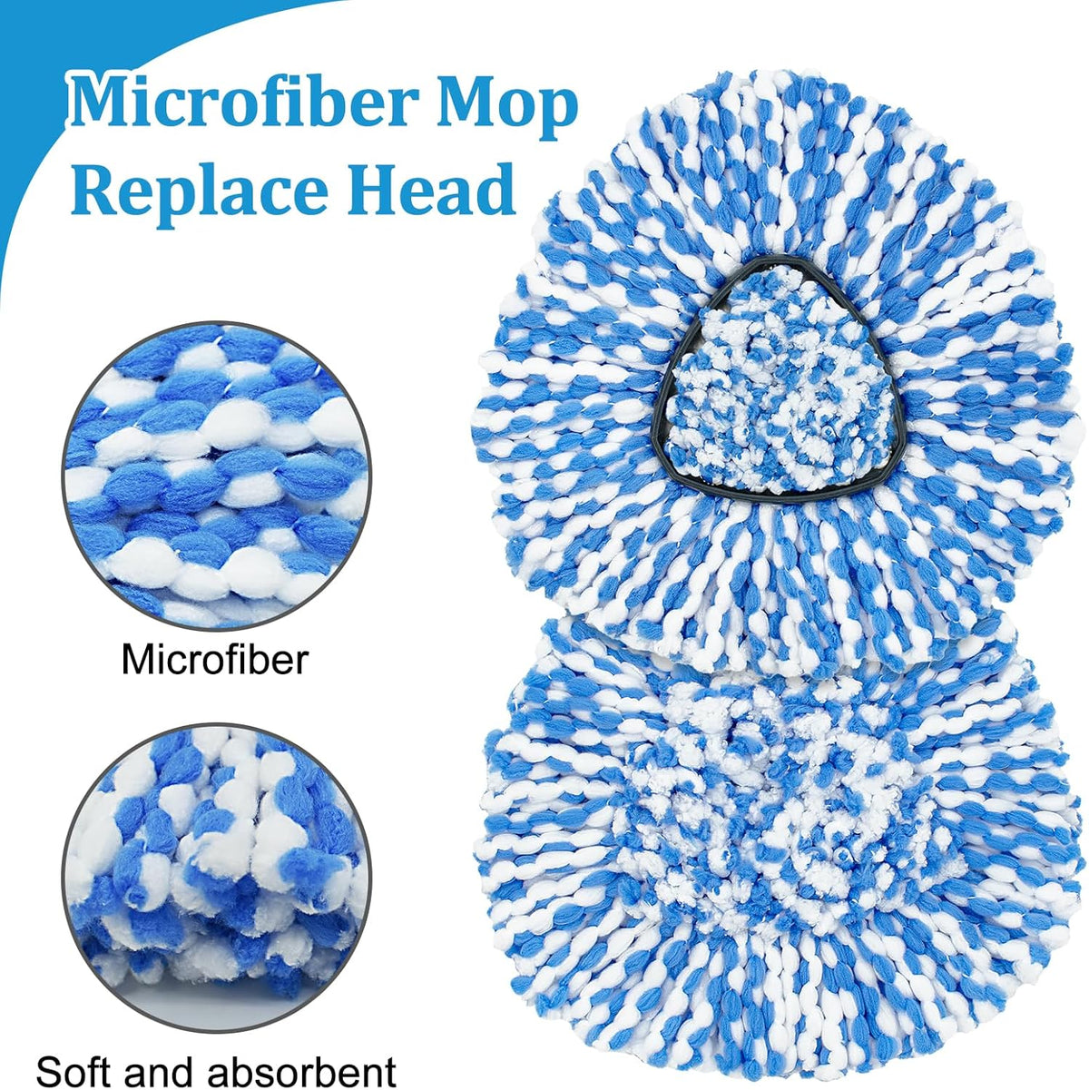 Spin Mop Handle,Mop Heads Replacements,Scrubber Mop Head and Mop Base Compatible with O-cedar