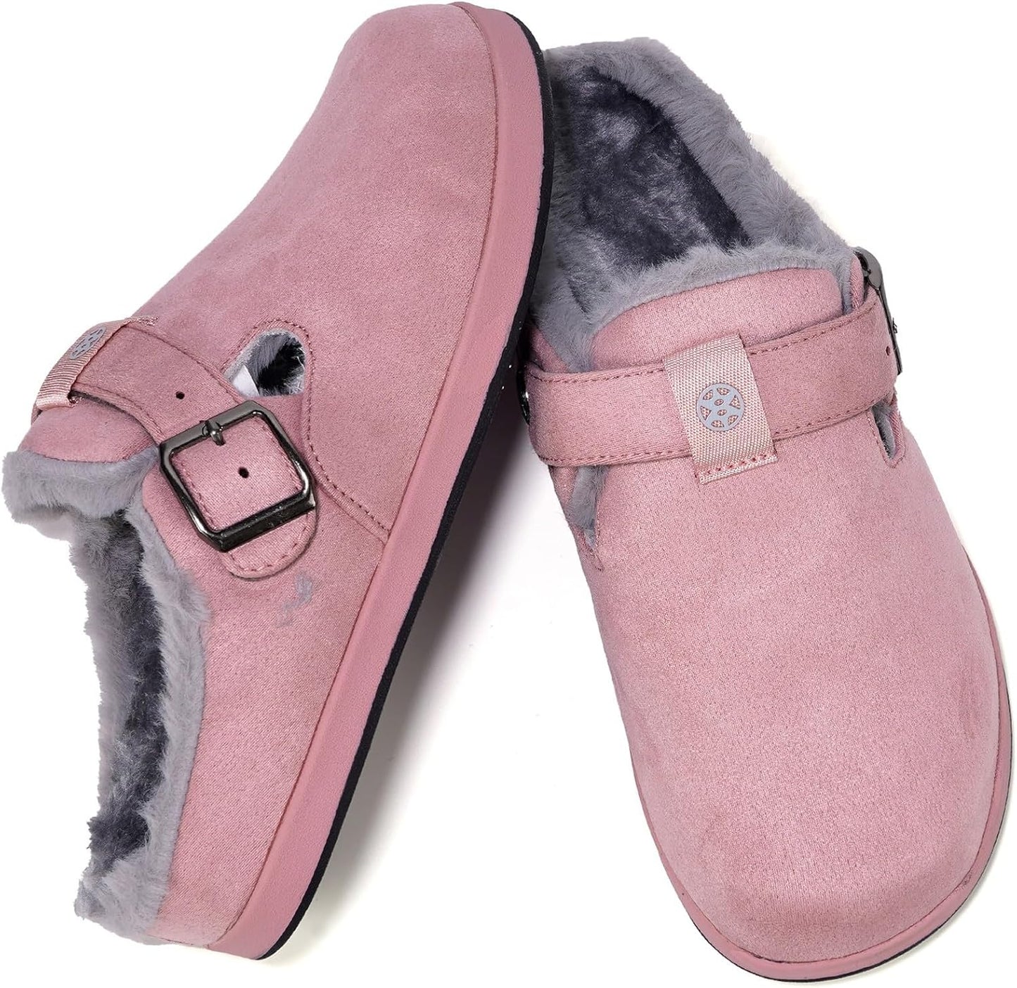Fur Lined Clogs for Women Men Suede Winter Slippers Arch Support Slip on Mules Potato Shoes with