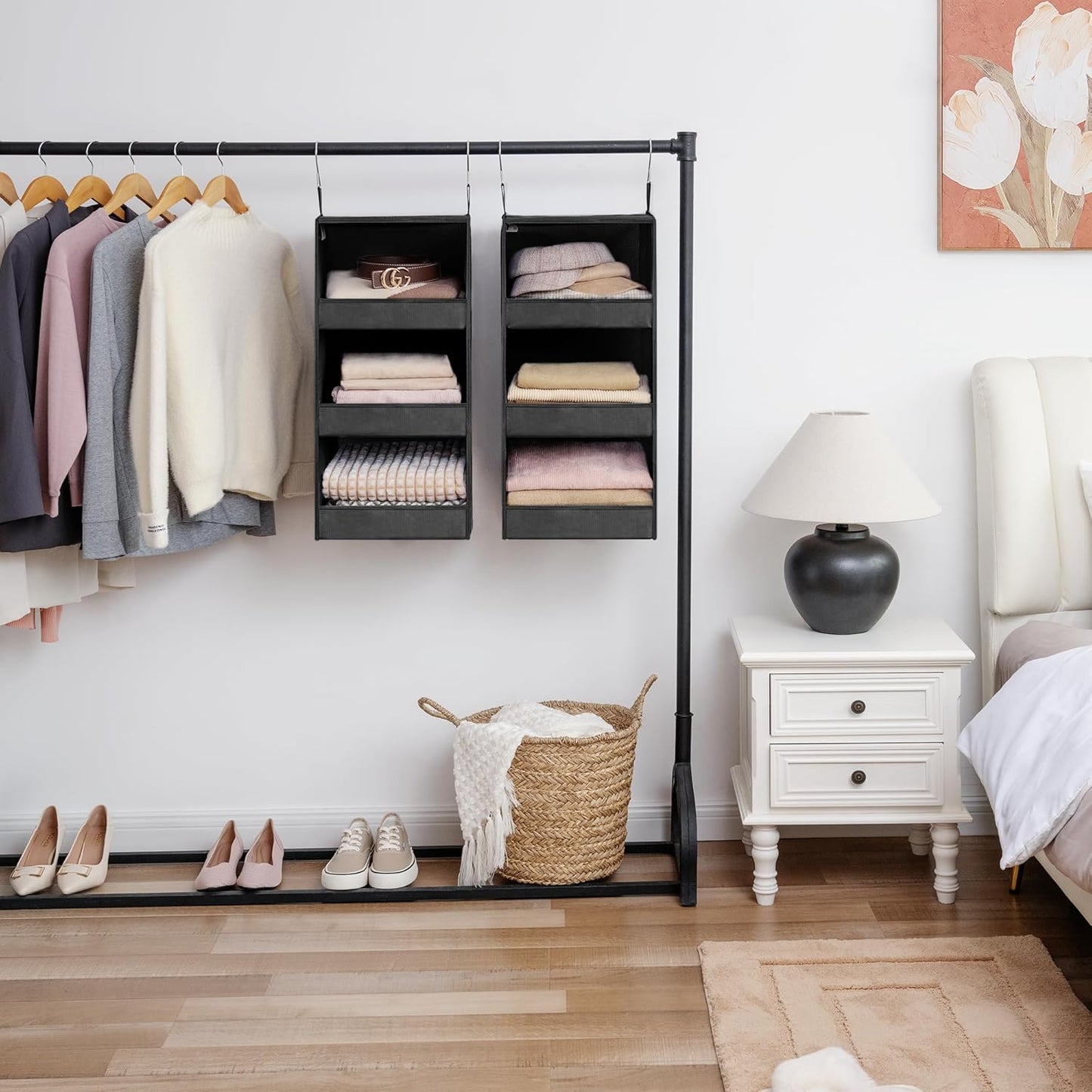 GRANNY SAYS Hanging Closet Shelf, 3-Shelf Foldable Hanging Organizers and Storage, Hanging