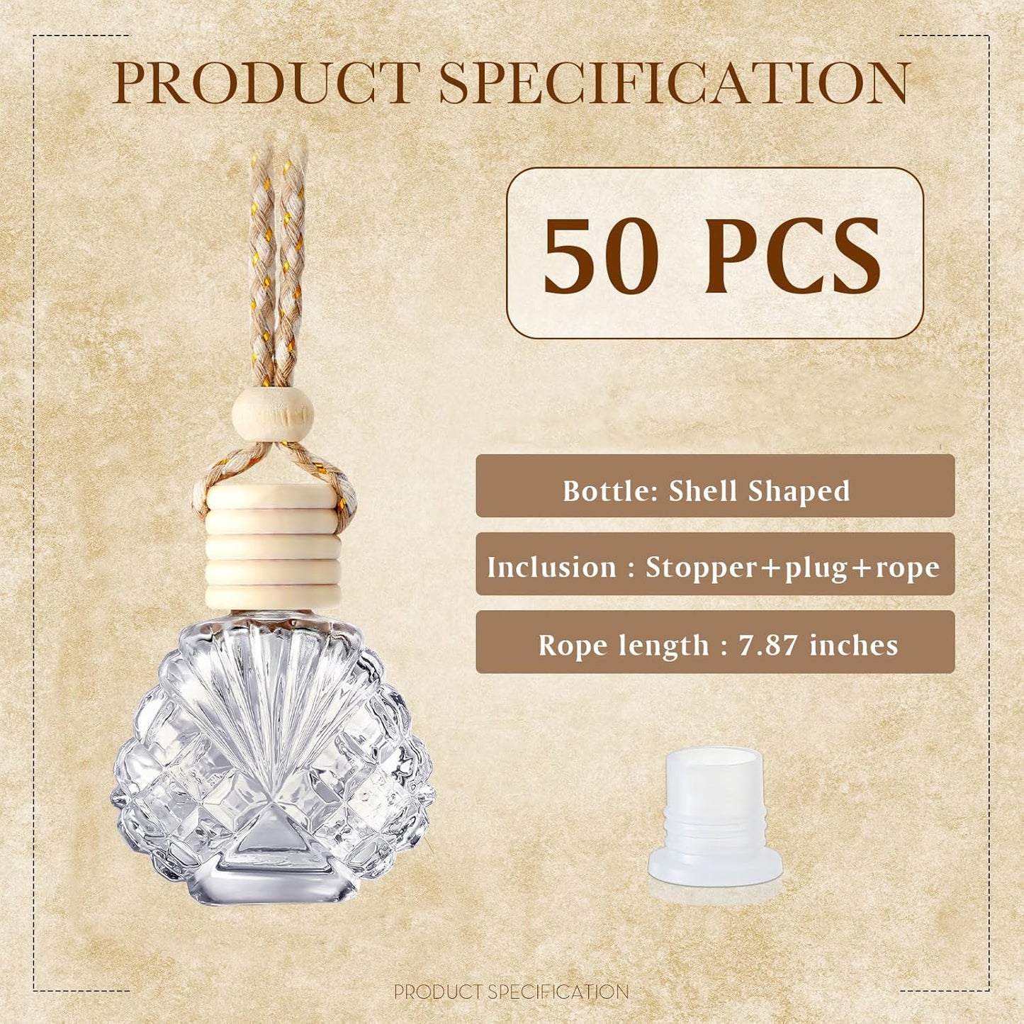 BBTO 50 Pcs Hanging Car Air Freshener Car Diffuser Bottles Empty Glass Perfume Bottle Freshener