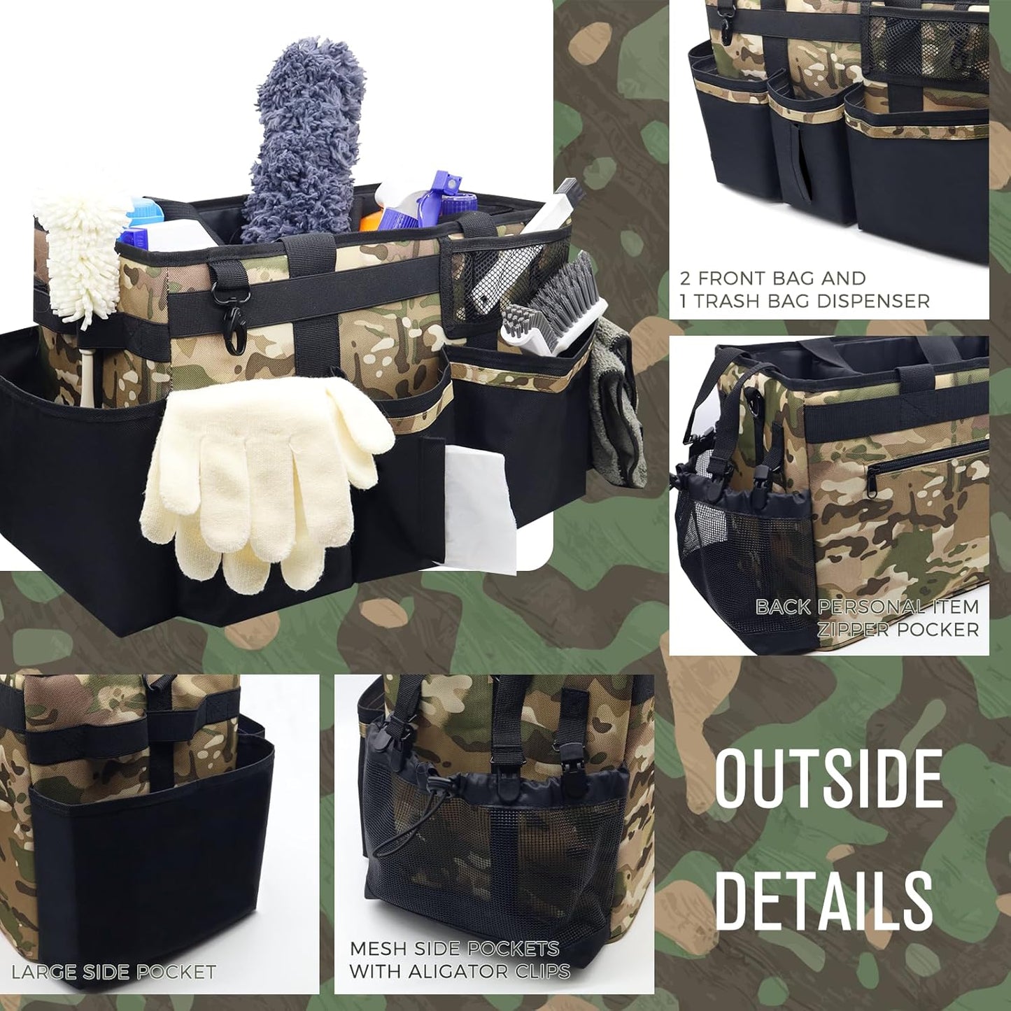 Wearable Cleaning Caddy Organizer with Handle & Shoulder Straps for Housekeepers, Under Sink & Car