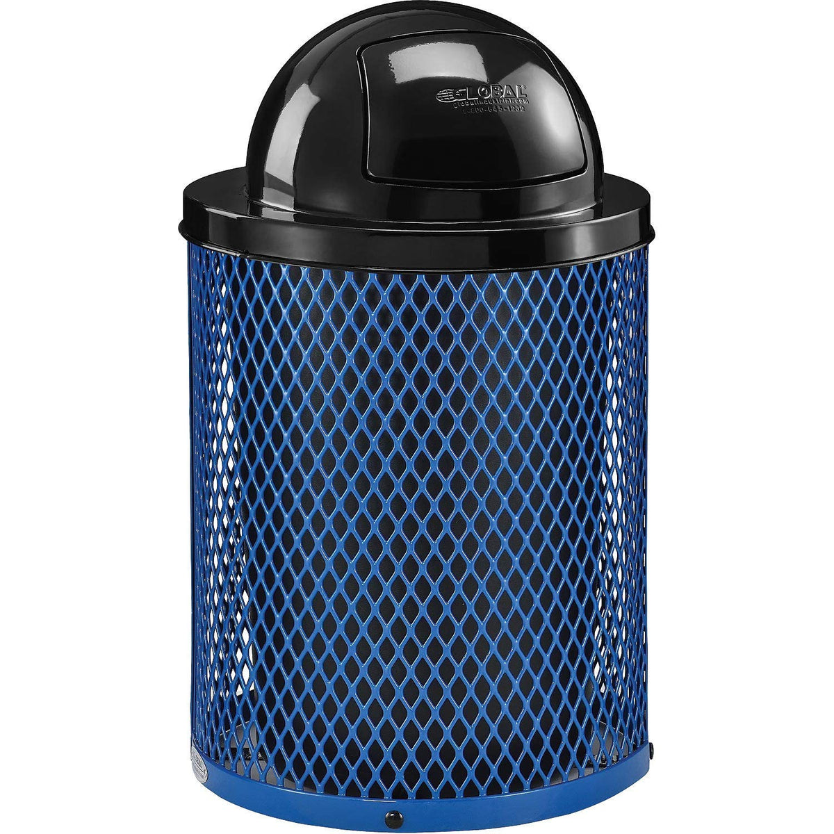 Global Industrial 36 Gallon Outdoor Steel Trash Can with Dome Lid, Plastic Liner and Anchor Kit