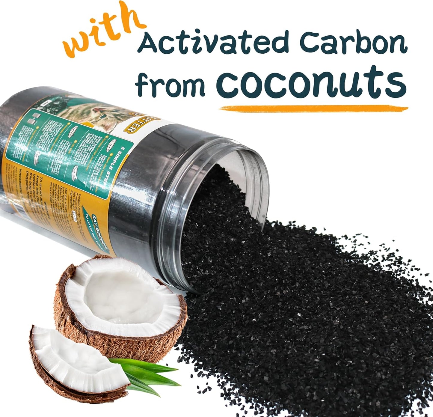 Cat Litter Deodorizer 1.2Lb Activated Carbon Litter Box Odor Eliminator Absorber Unscented Cat