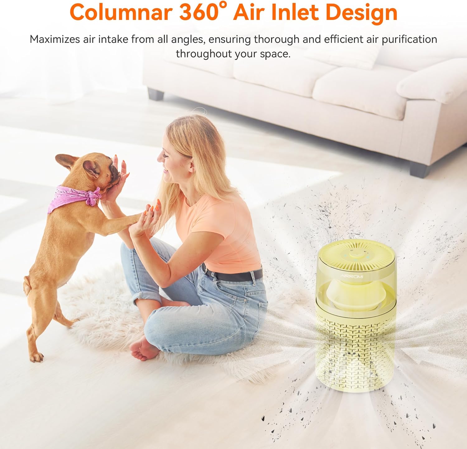 AIRROMI Pet Air Purifier for Home Bedroom Covers 658 Ft²,with Activated Carbon