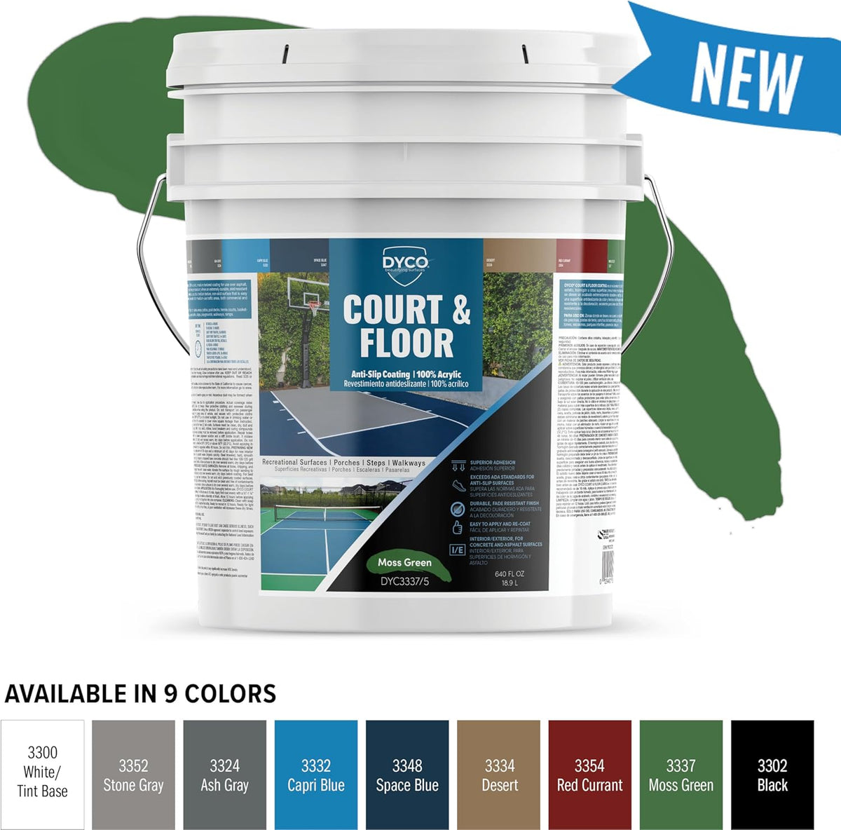 DYCO Court & Floor Anti-Slip Coating - Slip Resistant Pavement, Cement & Concrete Paint for