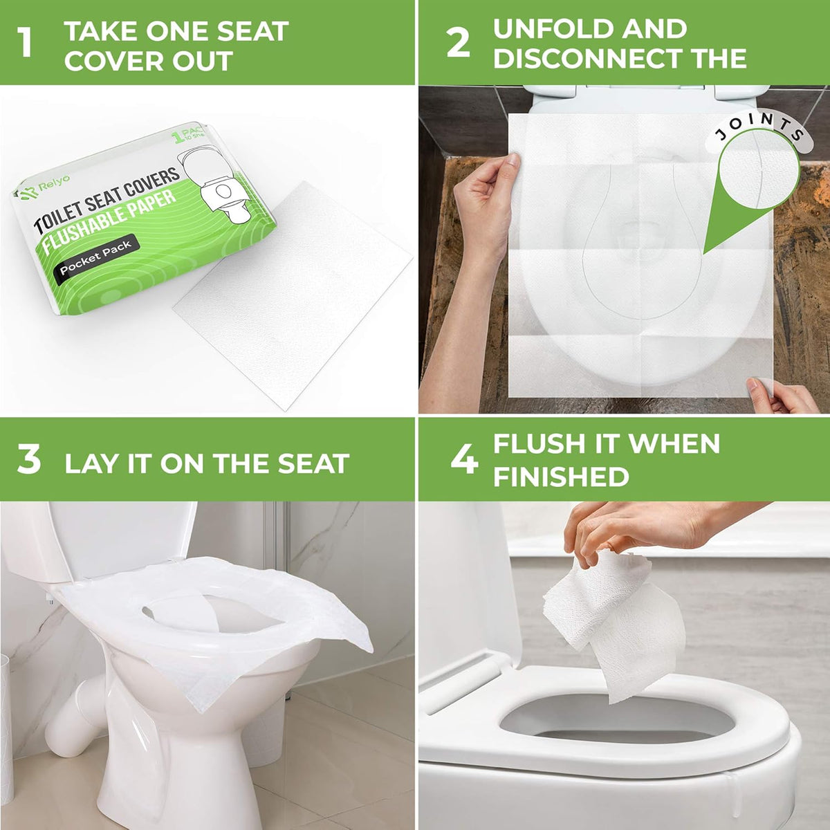 Toilet Seat Cover Paper Flushable (50 Pack) - XL for Adults and Kids Potty Training, 100%