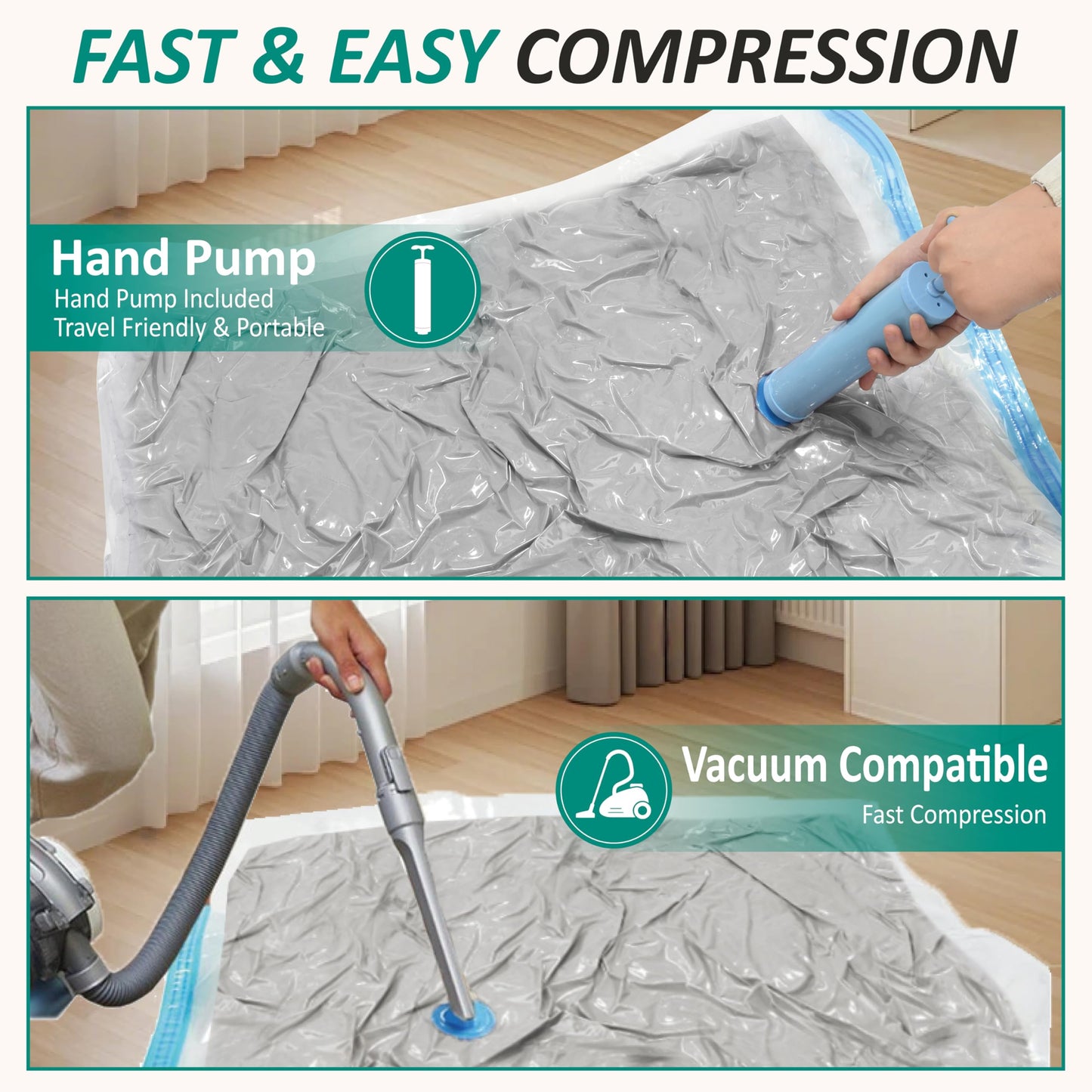 Cozy Essential Vacuum Storage Bags, 80% Compression Vacuum Seal Space Saver Plastic Packaging Bags