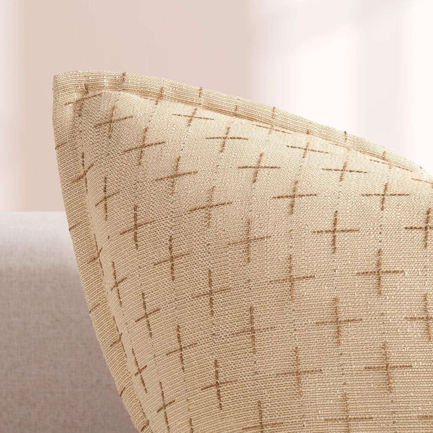 ZWJD Pillow Covers 18x18 Set of 2 Soft Polyester Textured Pillow Covers with Stylish Flange Edge