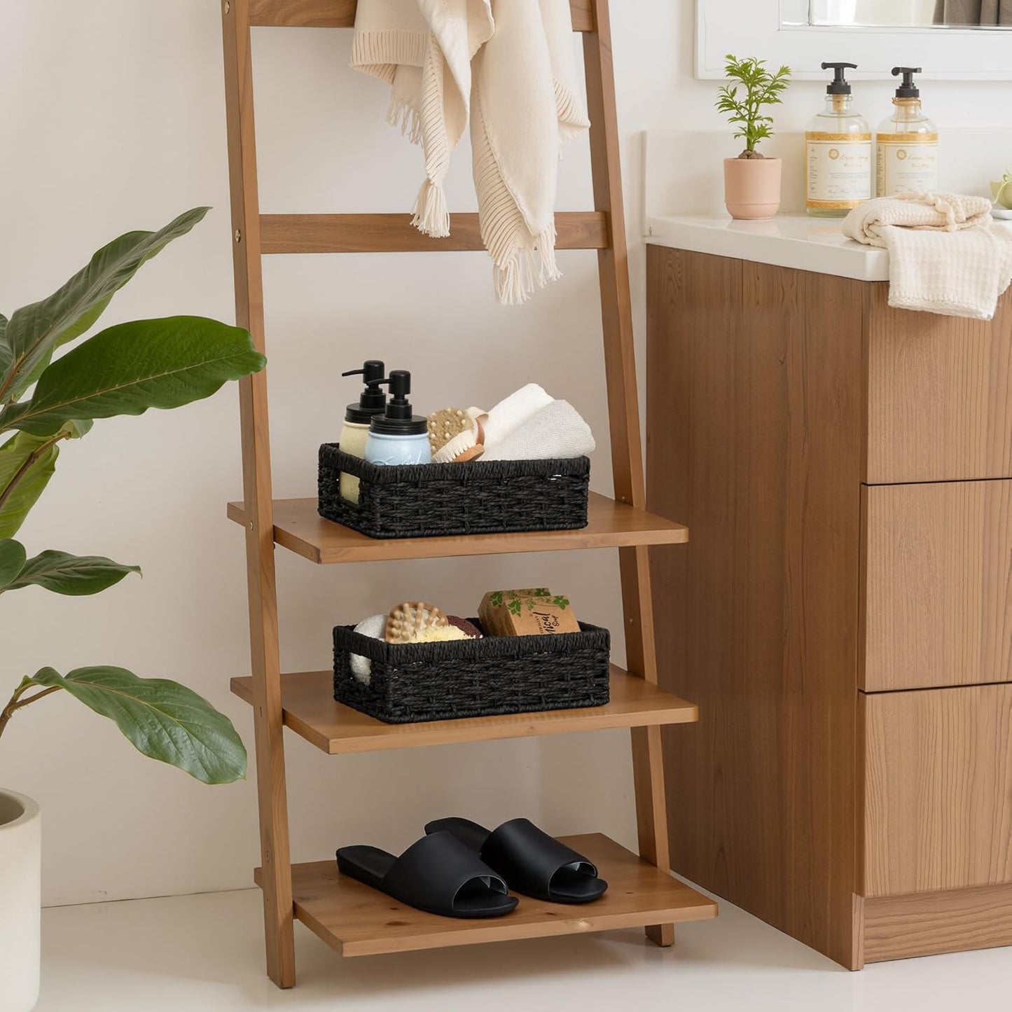 StorageWorks Small, Pantry Baskets, Wicker Storage Baskets for Organizing, Bathroom Shelves, Pantry