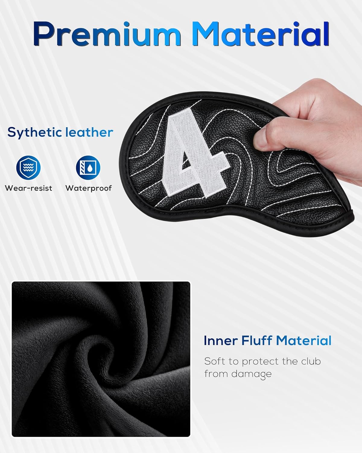 Big Teeth Golf Club Covers Full Set Driver Headcover Fairway Wood Hybrid Golf Club Iron Head