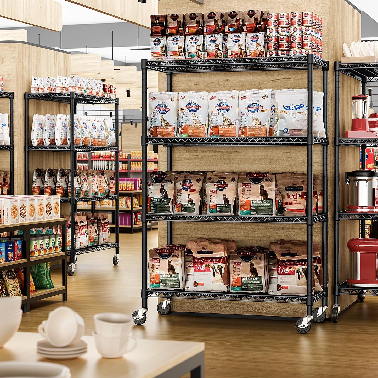 IZEUK Garage Shelving Wide Storage Shelves 4 Tier Metal Shelves 3200 LBS Heavy Duty Adjustable