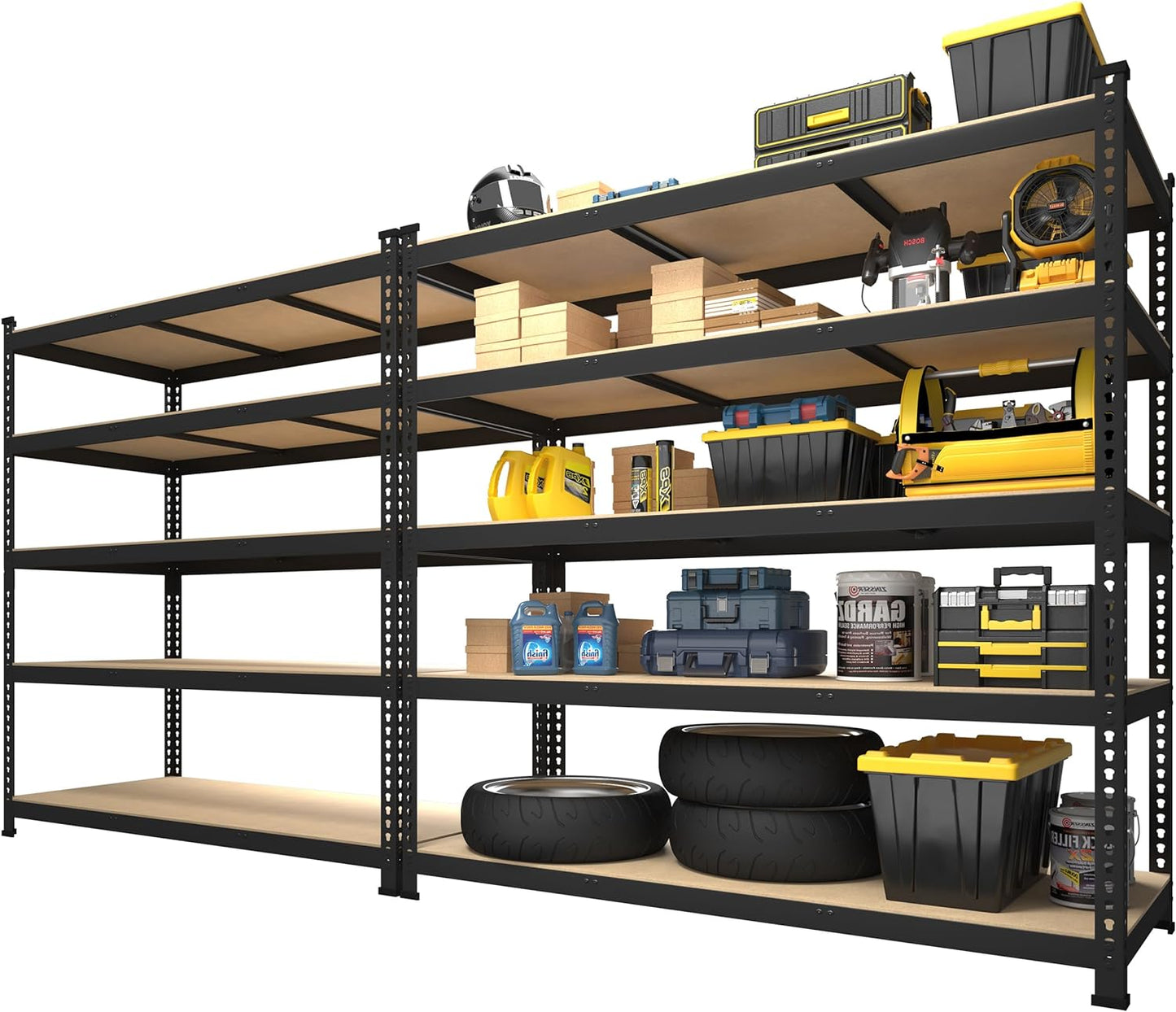 PrimeZone 2 Pack Storage Shelves 48" x 24" x 72" - 5 Tier Heavy Duty Adjustable Garage Storage