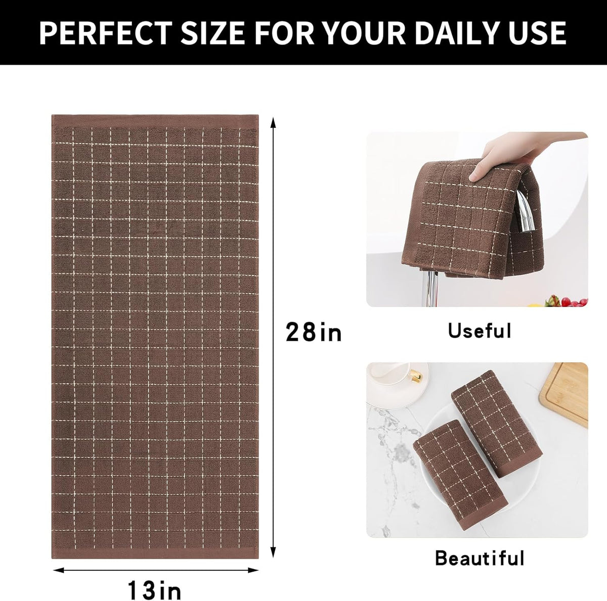 Homaxy 100% Cotton Terry Kitchen Dish Cloths, Ultra Soft and Absorbent Dish Towels for Kitchen