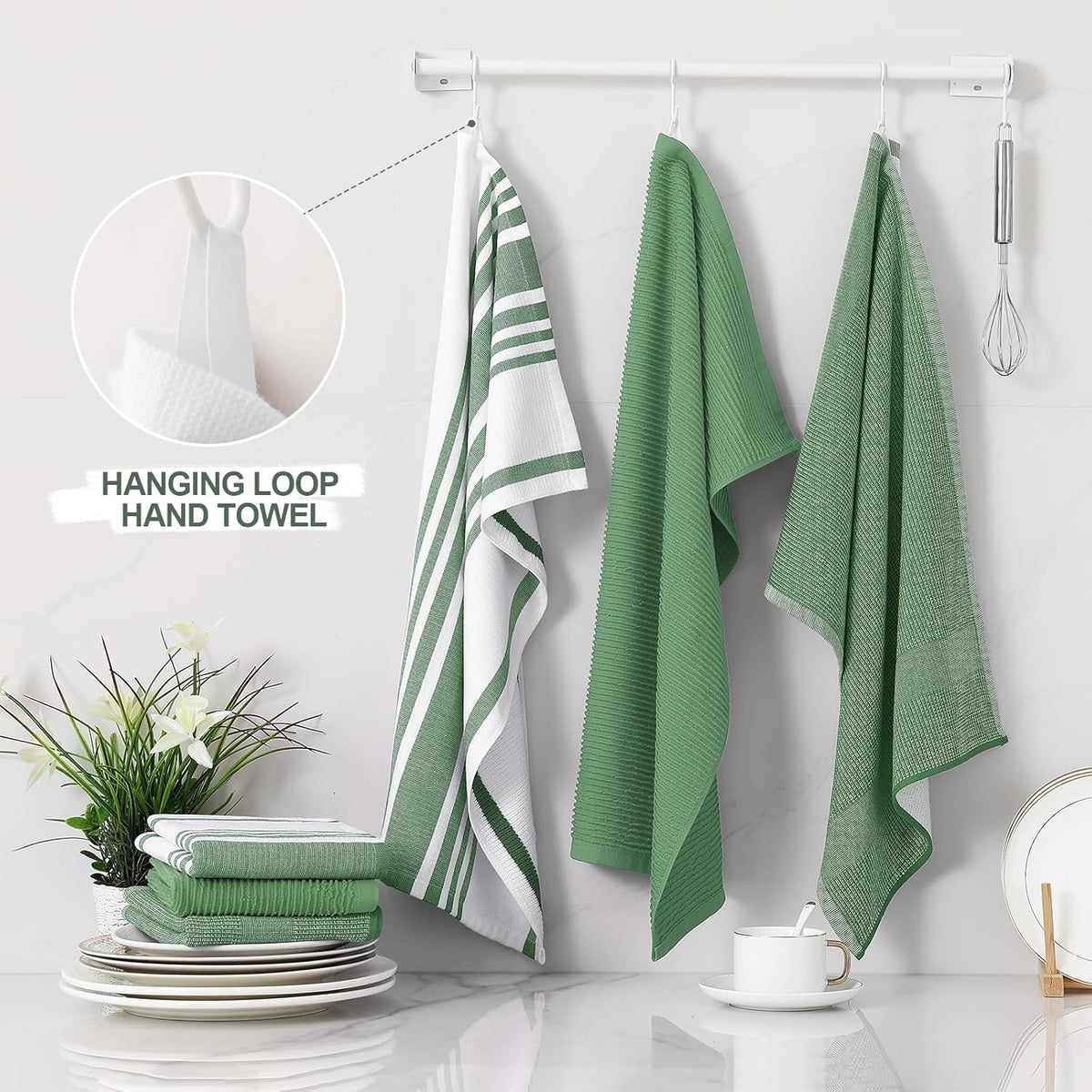 Homaxy Premium Kitchen Towels(18”x 28”, 9 Pack), Large Cotton 380 GSM Kitchen Hand Towels, Soft and