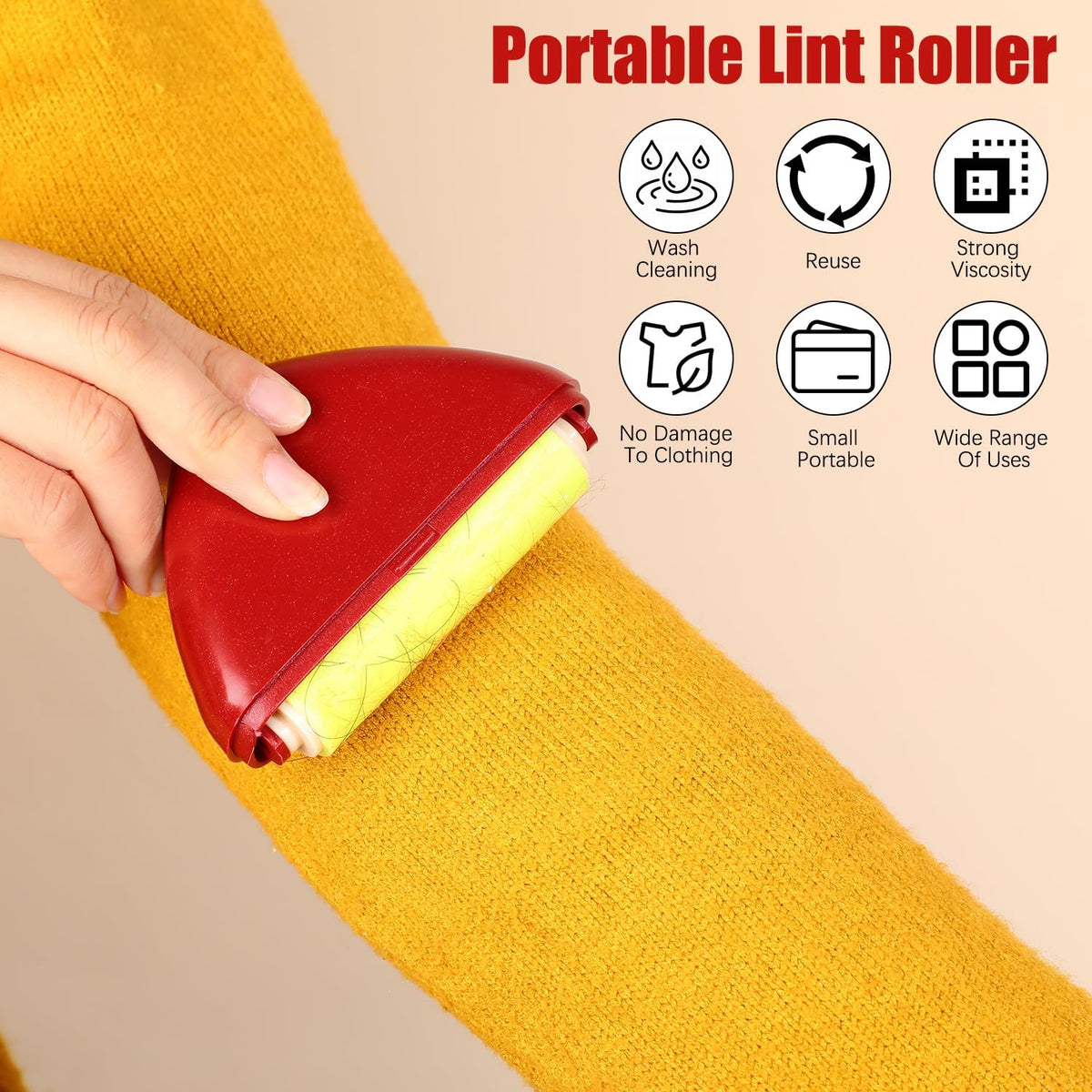 Good Life Lint Roller, Reusable Mini Lint Roller Pet Hair Remover, Portable Lint Roller, Washable