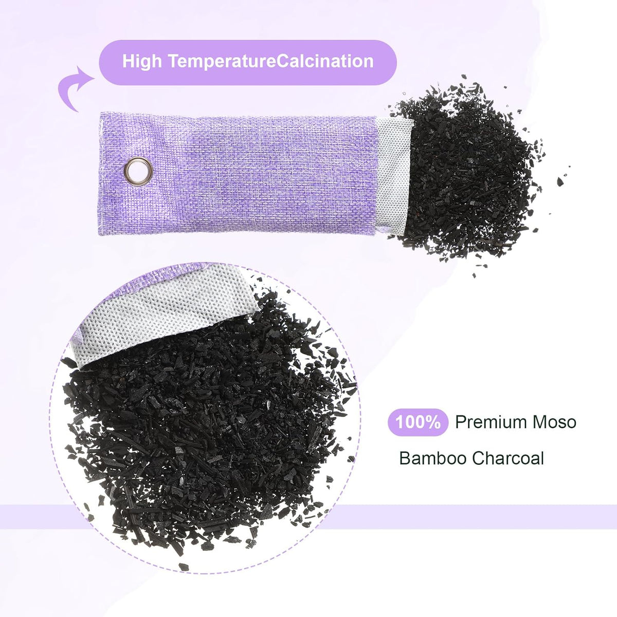 Nuanchu 24 Pcs Activated Charcoal Odor Absorber 50g/100g/200g, Air Purifying Bamboo Charcoal Bags