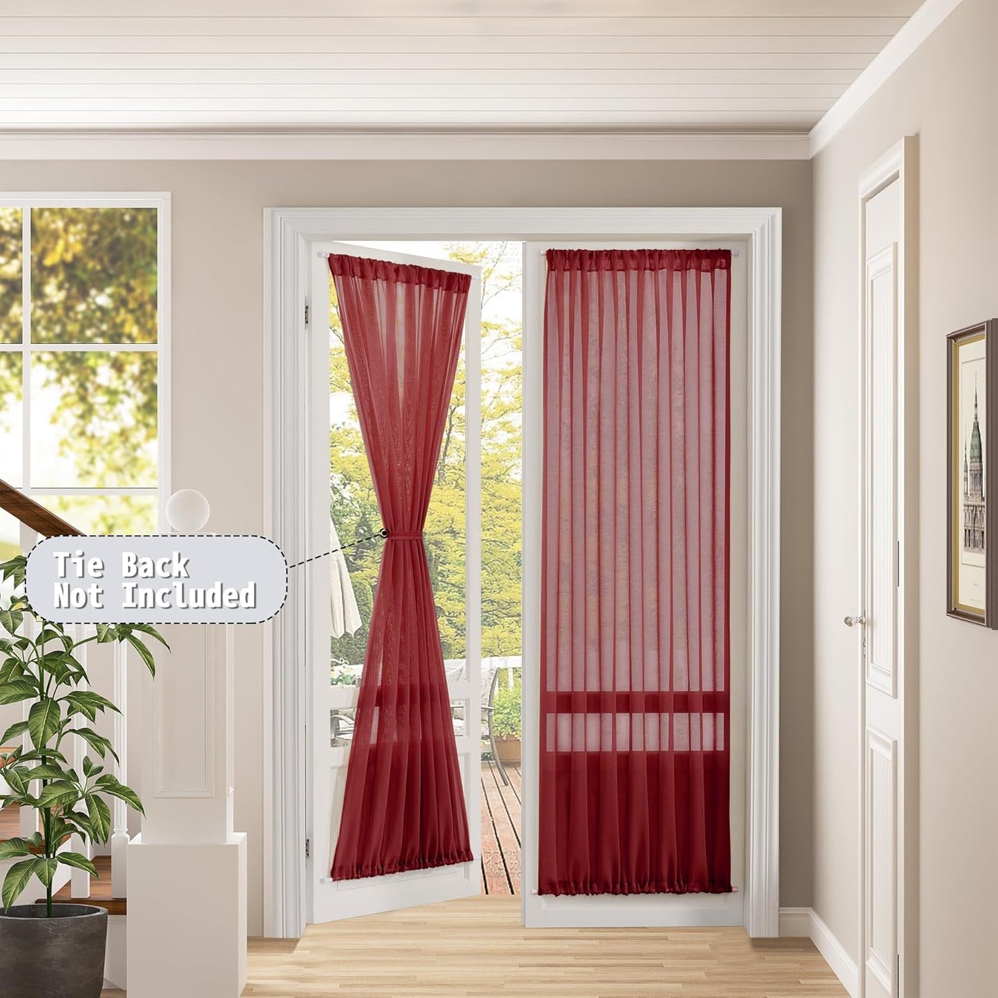 Tollpiz Sheer Curtains Closet Linen Textured Curtain Sheers Doorway Light Filtering Voile Patio
