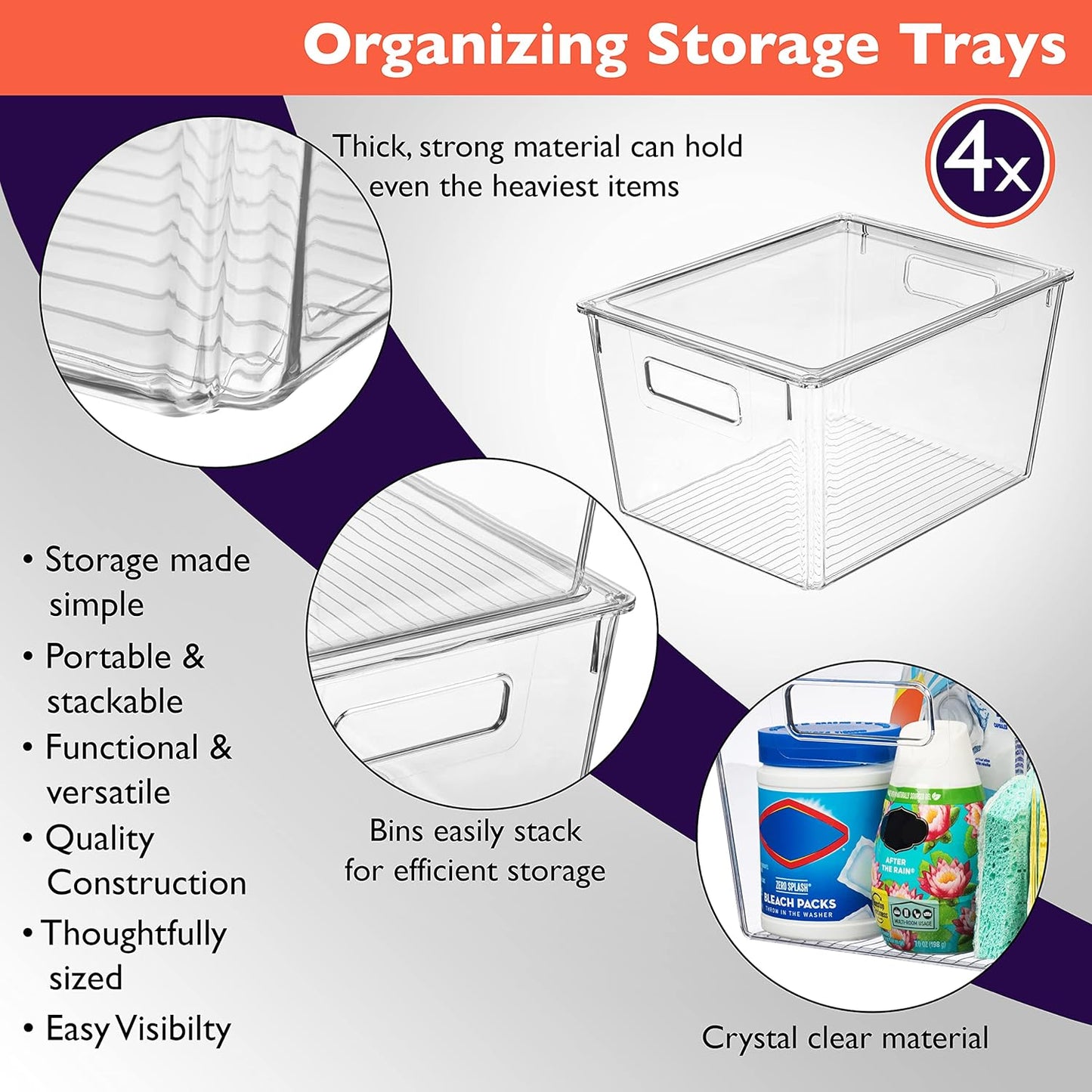 ClearSpace Plastic Storage Bins with Lids X-Large – Perfect Kitchen Organization, Desk Organizer or