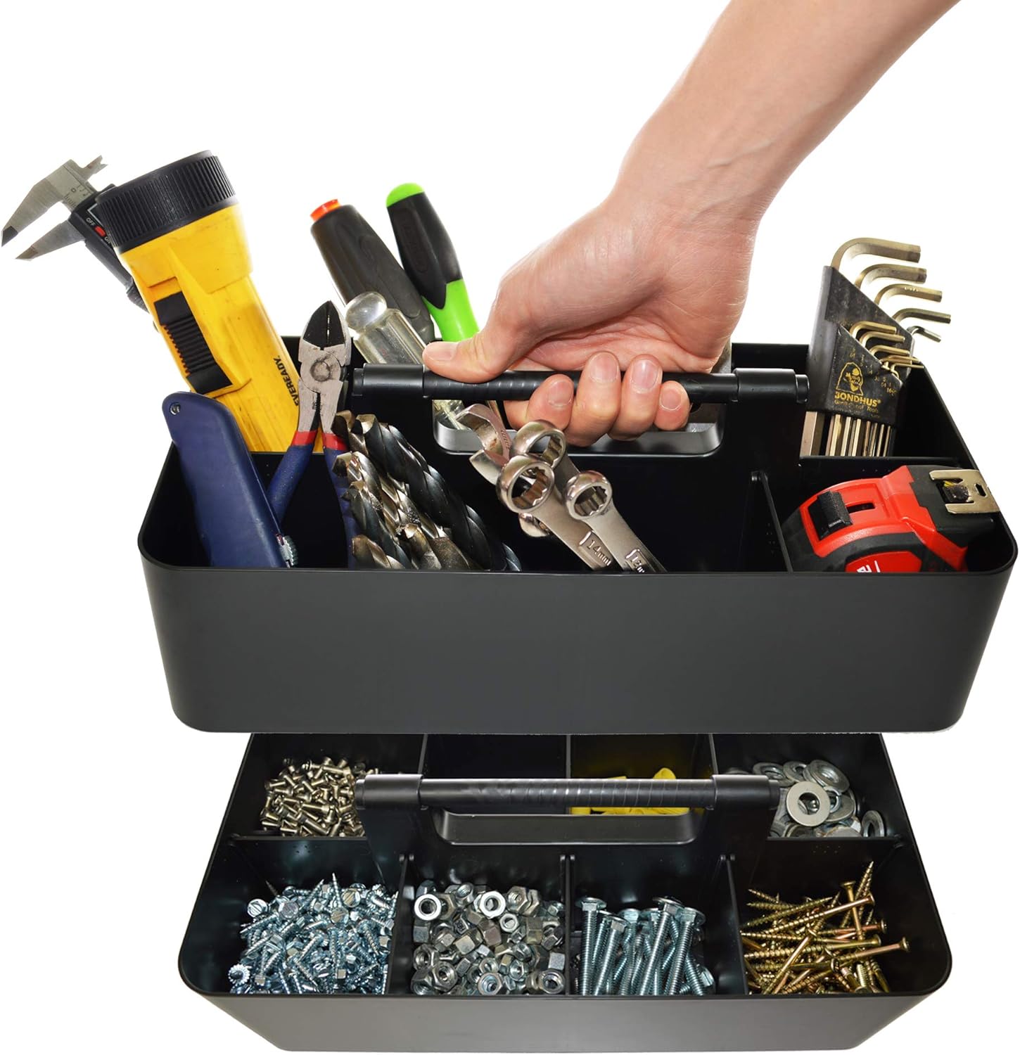 2 PACK - Portable DIY 8 Dividers Durable Plastic Tote Tool & Supply Cleaning Caddy with Handle Made