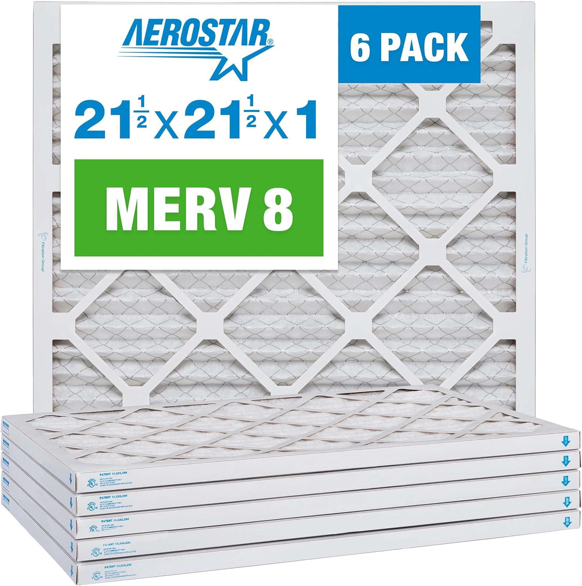 Aerostar 21.5x21.5x1 MERV 8-6 Count - High Efficiency Pleated HVAC, Furnace & Air Conditioner