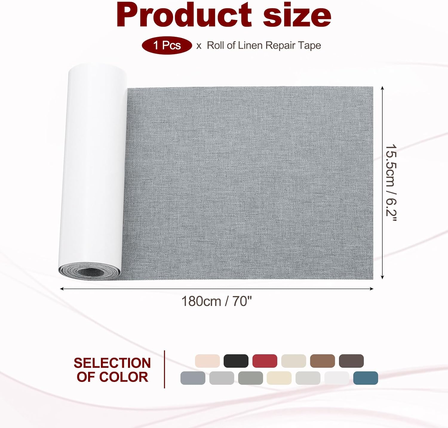 PATIKIL 70x6.2 Inch Linen Repair Tape, Repair Fabric Patch Self Adhesive Couch Patch Line Repair