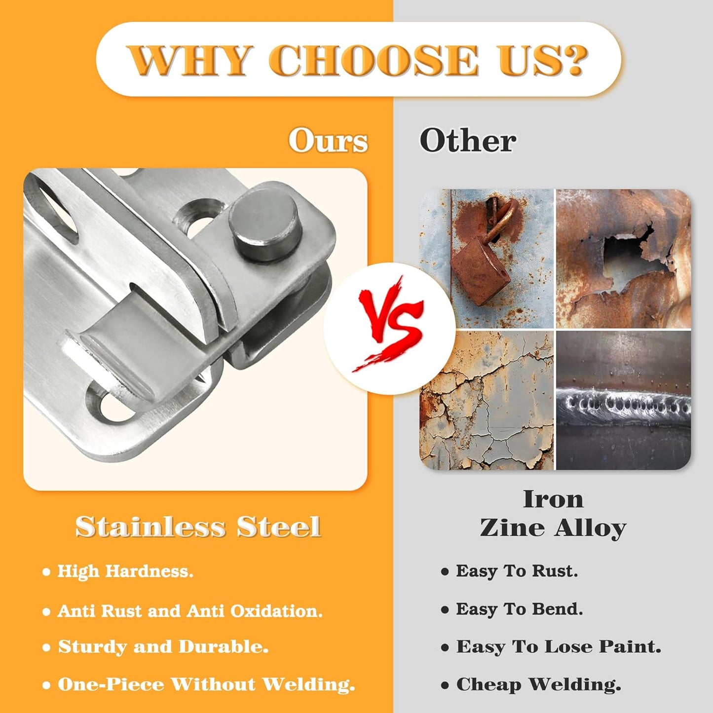 Alise Flip Latch Gate Latch,Shed Door Latch Barn Door Lock Shed Lock Shed Latch,Stainless Steel