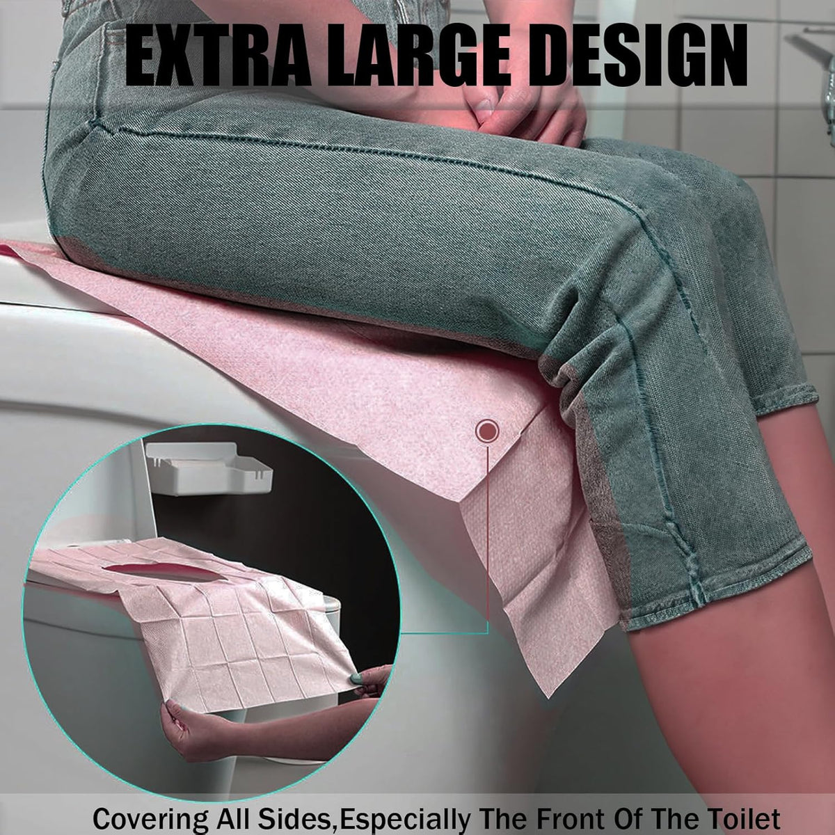 50 Pack Toilet Seat Covers Disposable 16x24 Inch XL Portable Toilet Liners Travel Seat Cover for