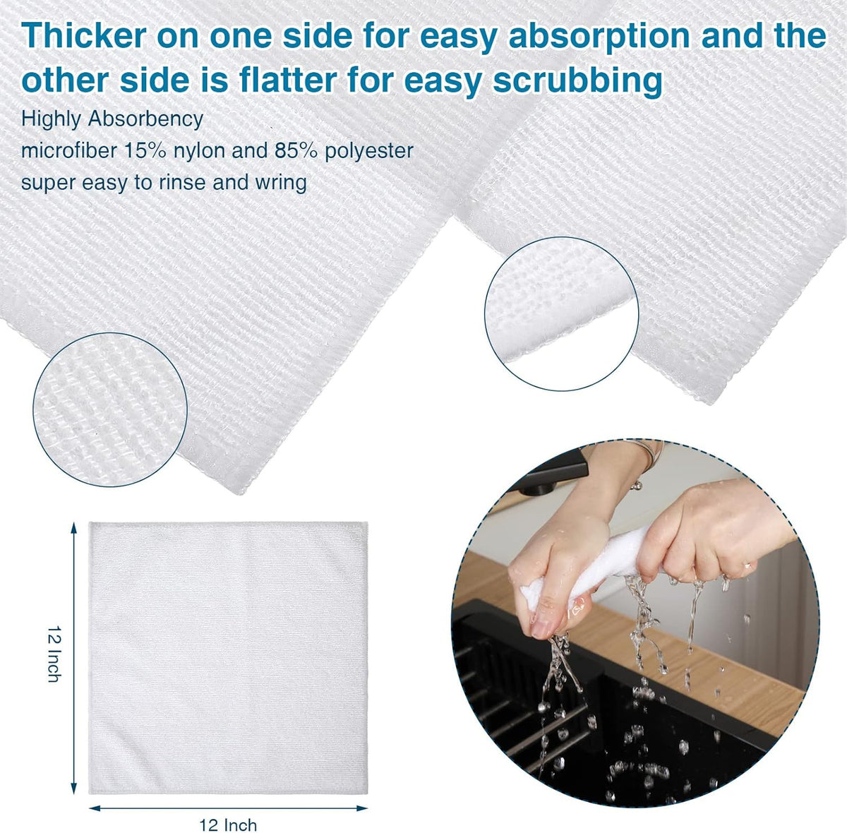 200 Pieces Microfiber Cleaning Cloths Bulk Absorbent Microfiber Towels Reusable Lint-Free Streak