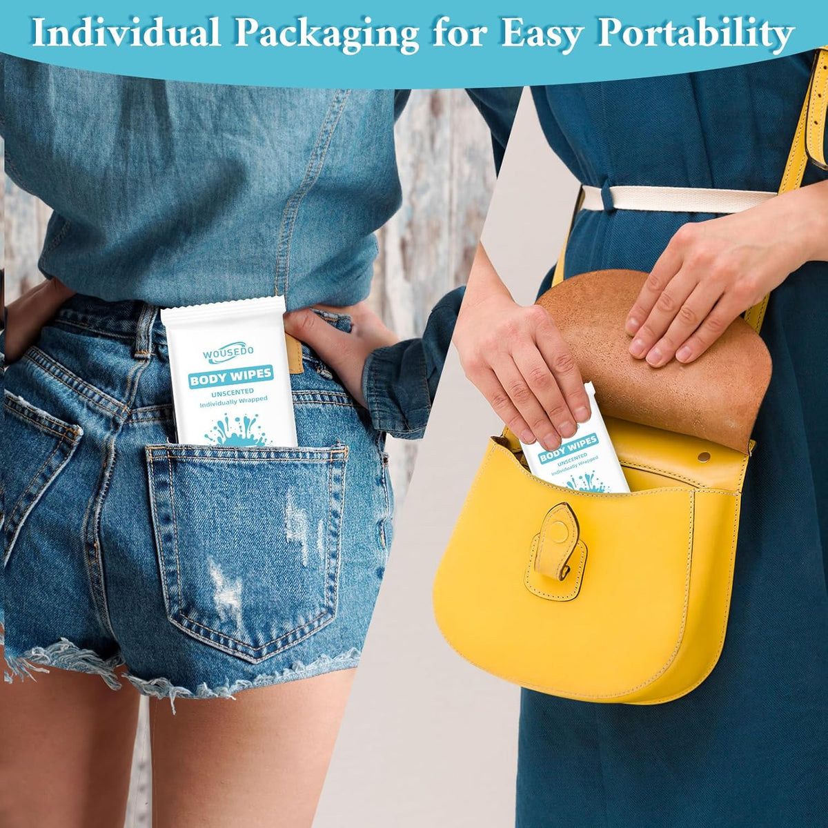 300 Pcs Ultra Thick Soft Large Body Wipes Individually Wrapped(7.87" x 9.45"),Shower Wipes for