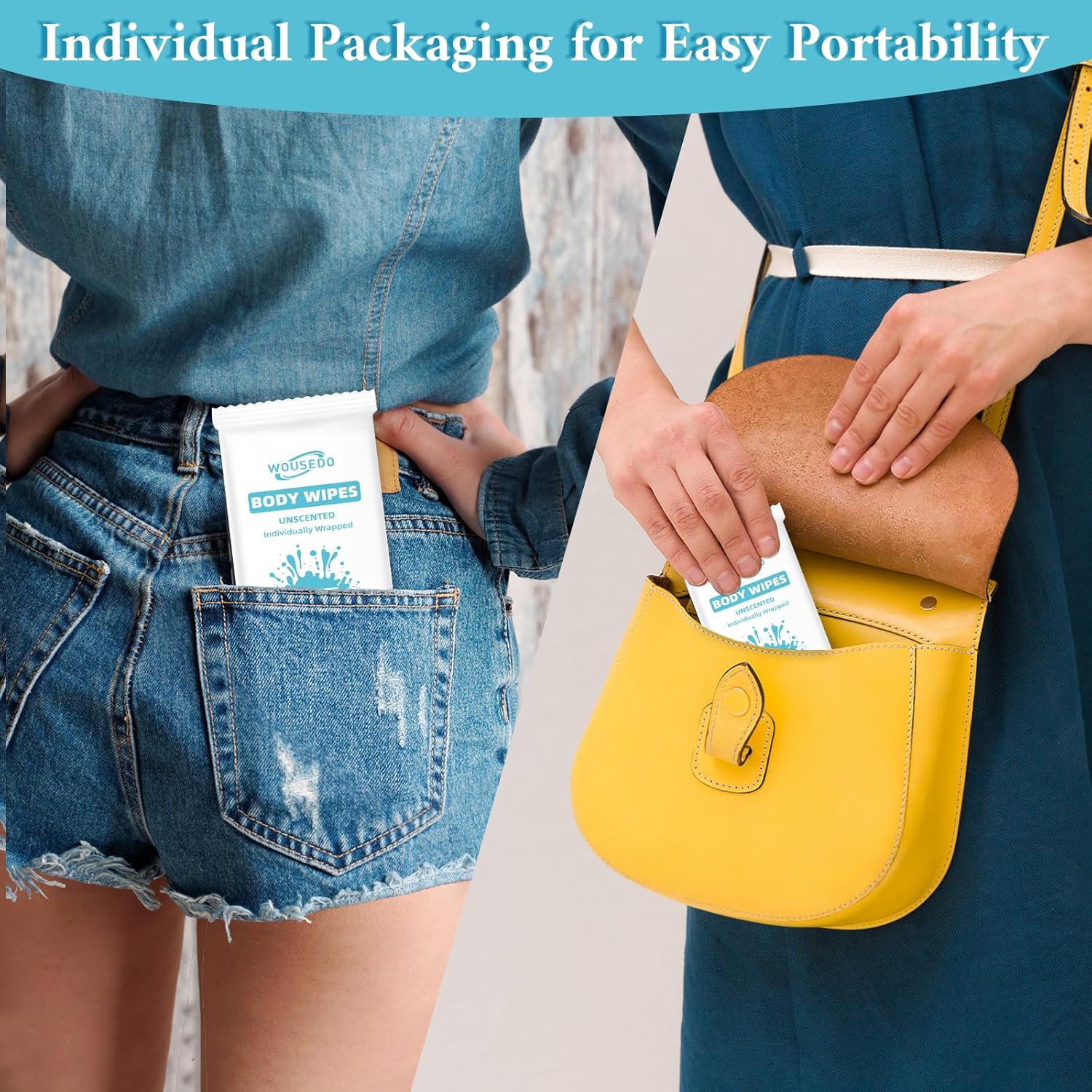 300 Pcs Ultra Thick Soft Large Body Wipes Individually Wrapped(7.87" x 9.45"),Shower Wipes for