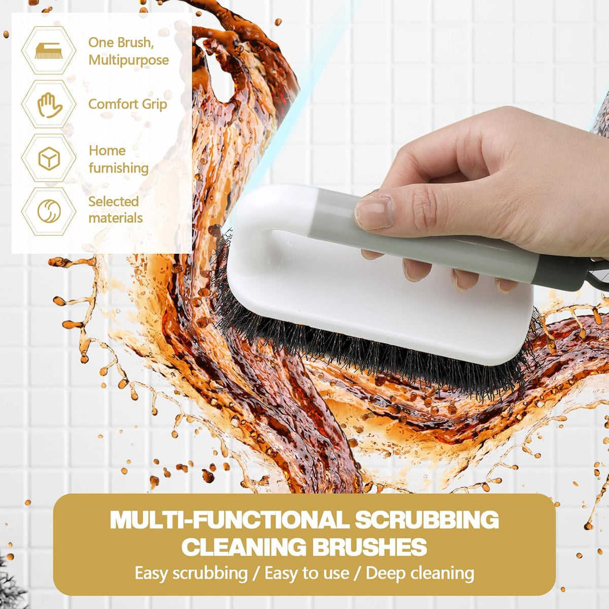 16 Pack Scrub Brush Heavy Duty Cleaning Brushes with Handle Stiff Bristles Scrub Brush Bulk for