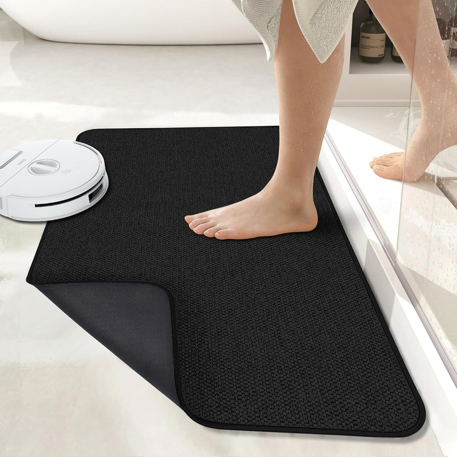 Bath Mat,Ultra Thin Bathroom Rugs,Rubber Bath Mats for Bathroom,No Slip Bath Rugs,Quick Dry,Machine