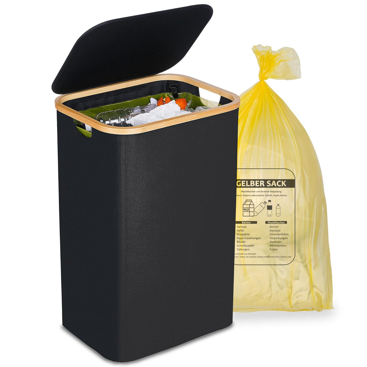 efluky Recycling Bin Holder 100L, 26 Gallon Trash Can with Lid, Garbage Bag Holder for Yellow Bags
