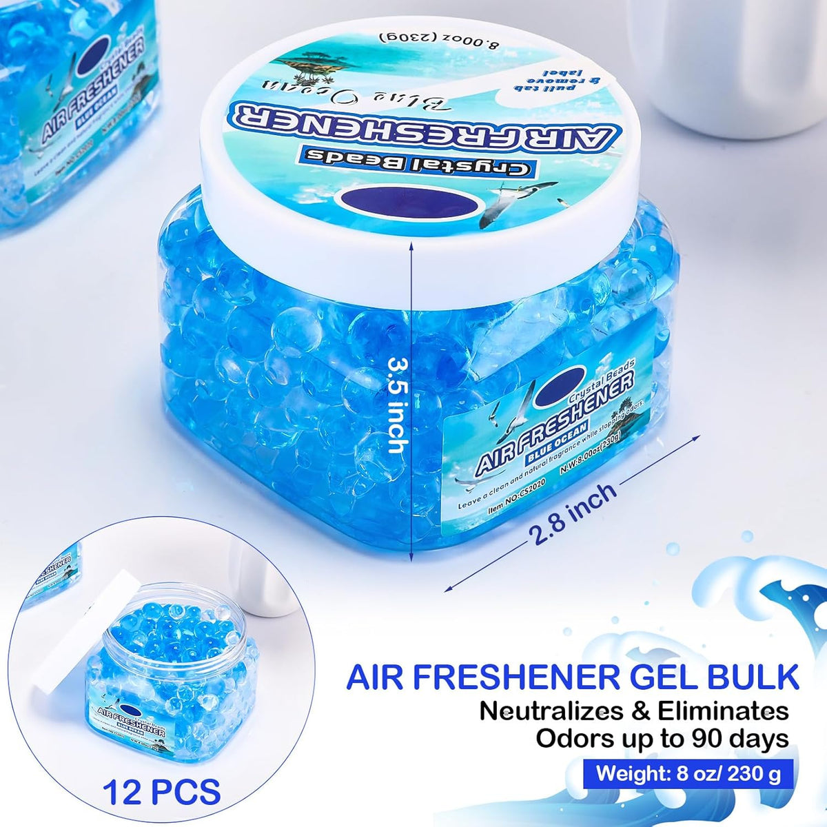 12 Pcs Air Freshener Gel Bulk Odor Eliminator Gel Beads 8 oz Long Lasting Air Freshener Beads