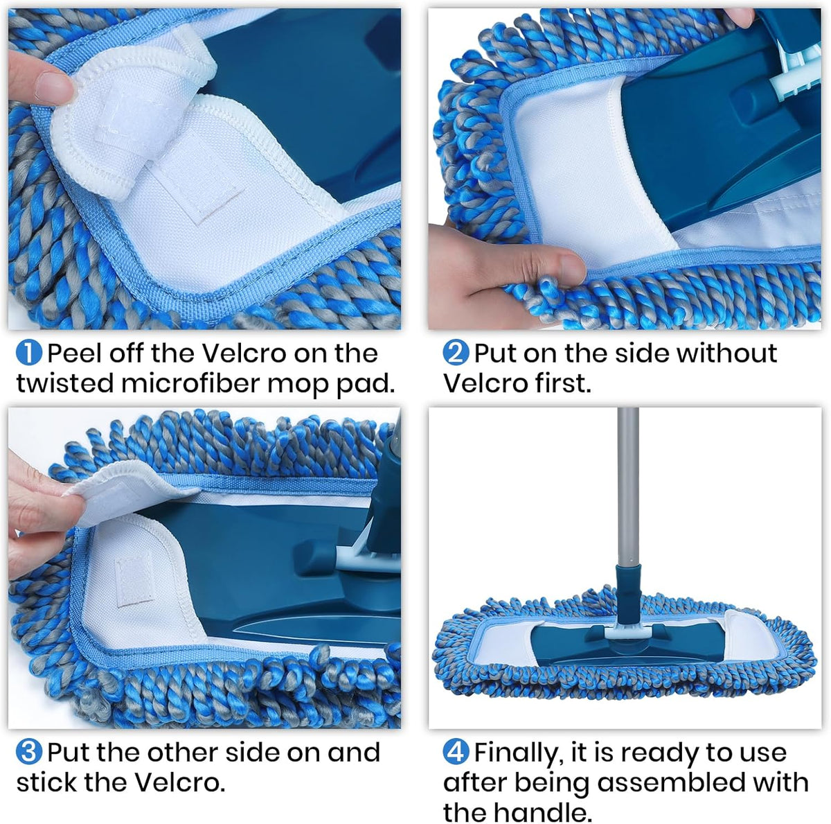 Dust Mop for Hardwood Floors with 57" Long Handle Wet & Dry Mops for Catching Pet Hair and Dust