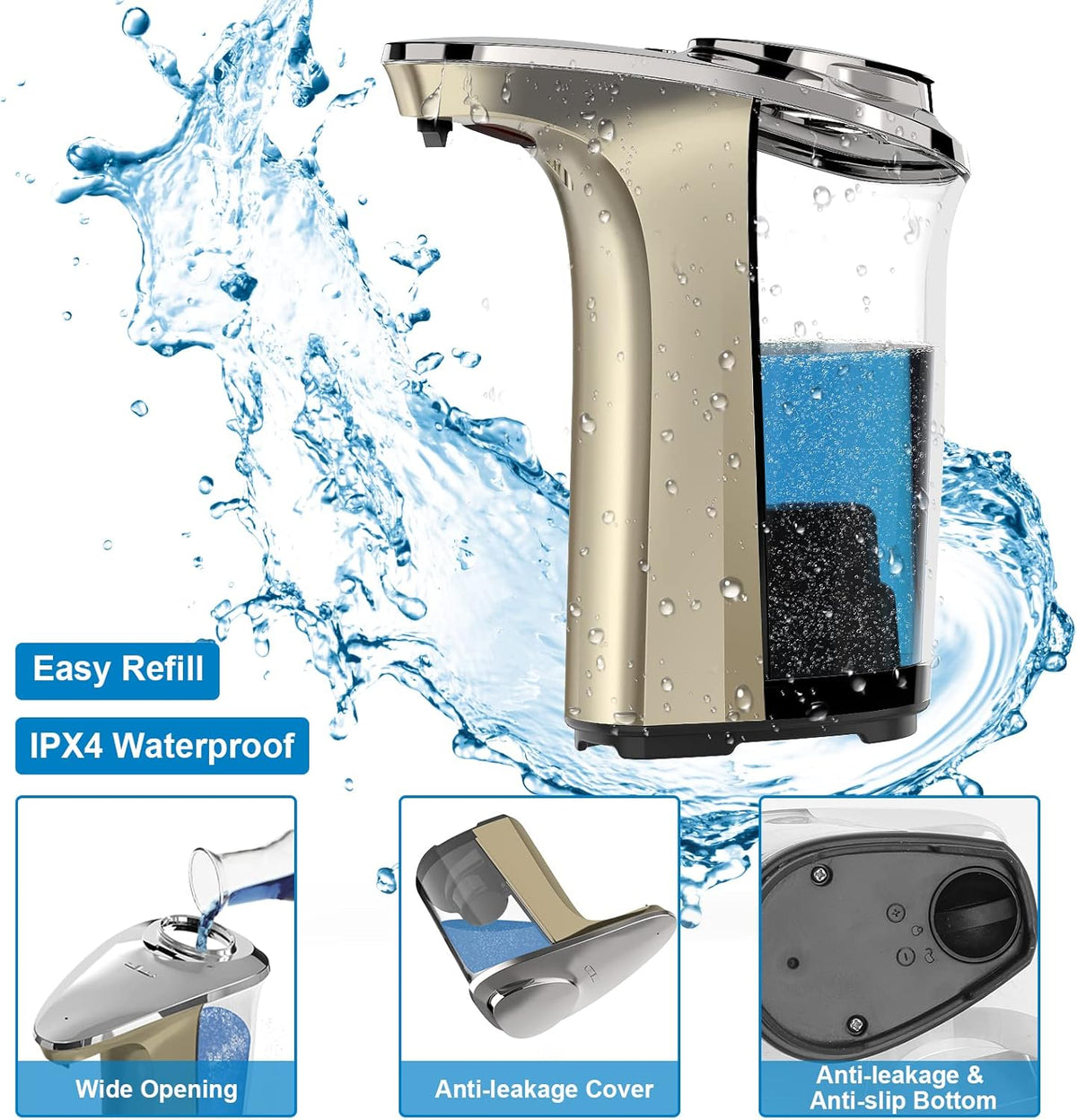 Automatic Soap Dispenser, Touchless Dish soap Dispenser 17oz/500ml with Upgraded Infrared Sensor, 5