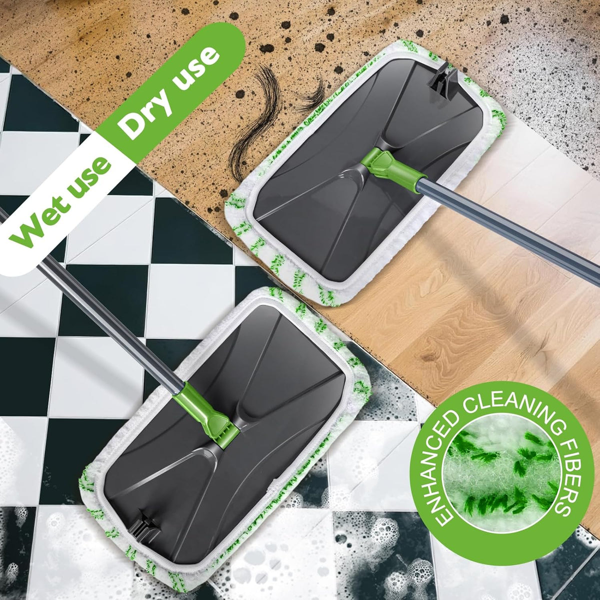 MASTERTOP Dust Mop for Hardwood Floors, Extra Large Microfiber Flat Mop with 5 Wet & Dry Reusable
