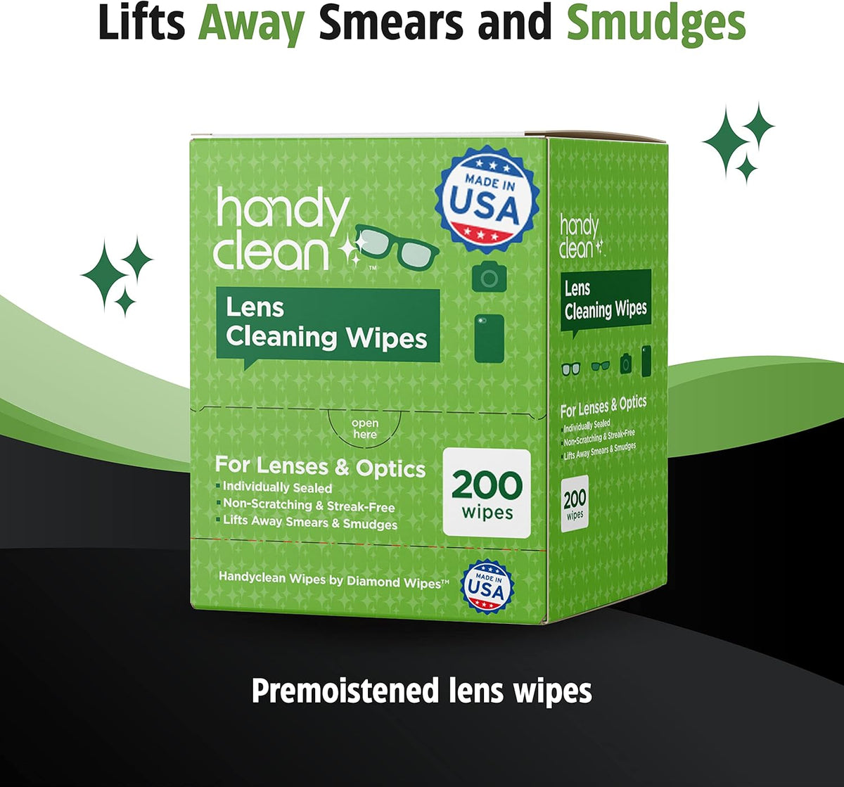 HandyClean Pre-Moistened Lens Cleaning Wipes, Eyeglass Wipes, Screen Wipes, 200 ct of 6 x 5 inches