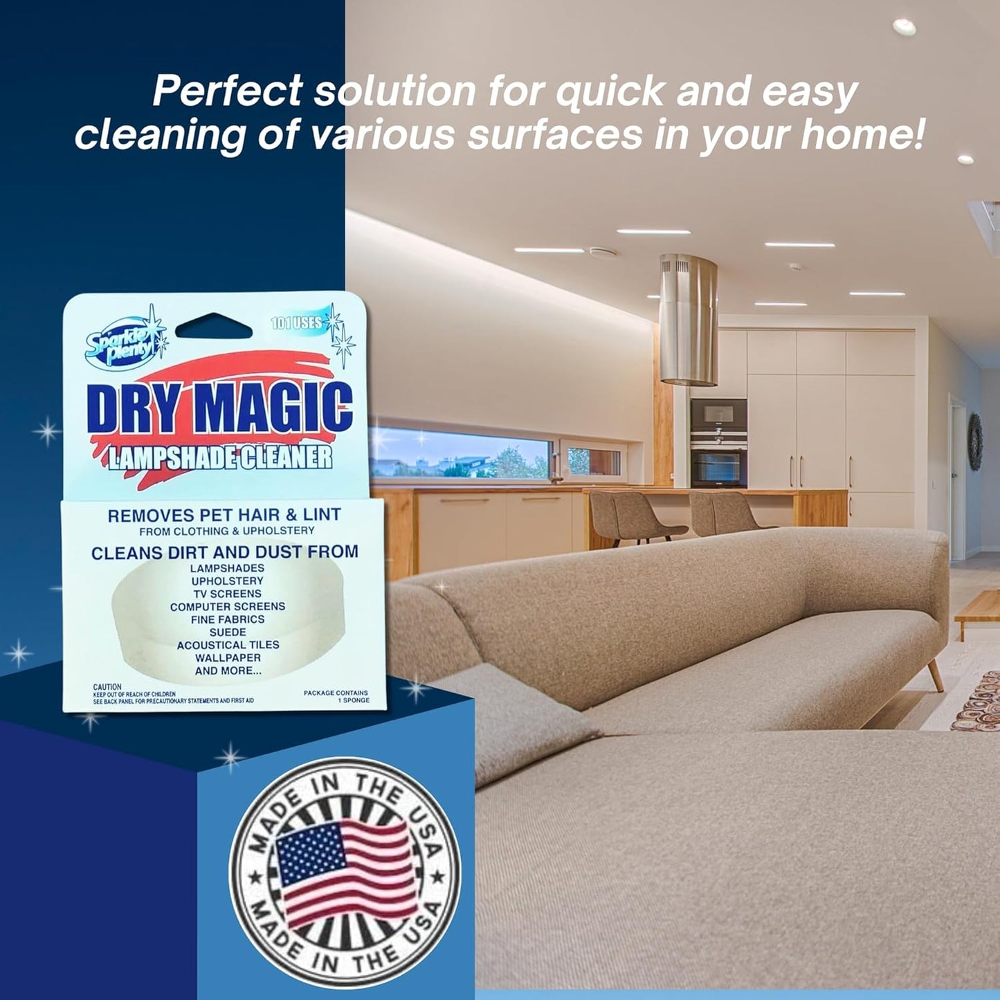 Sparkle Plenty Dry Magic Lampshade Cleaner - Pet Hair Removal Tool for Clothes & Upholstery - Lint